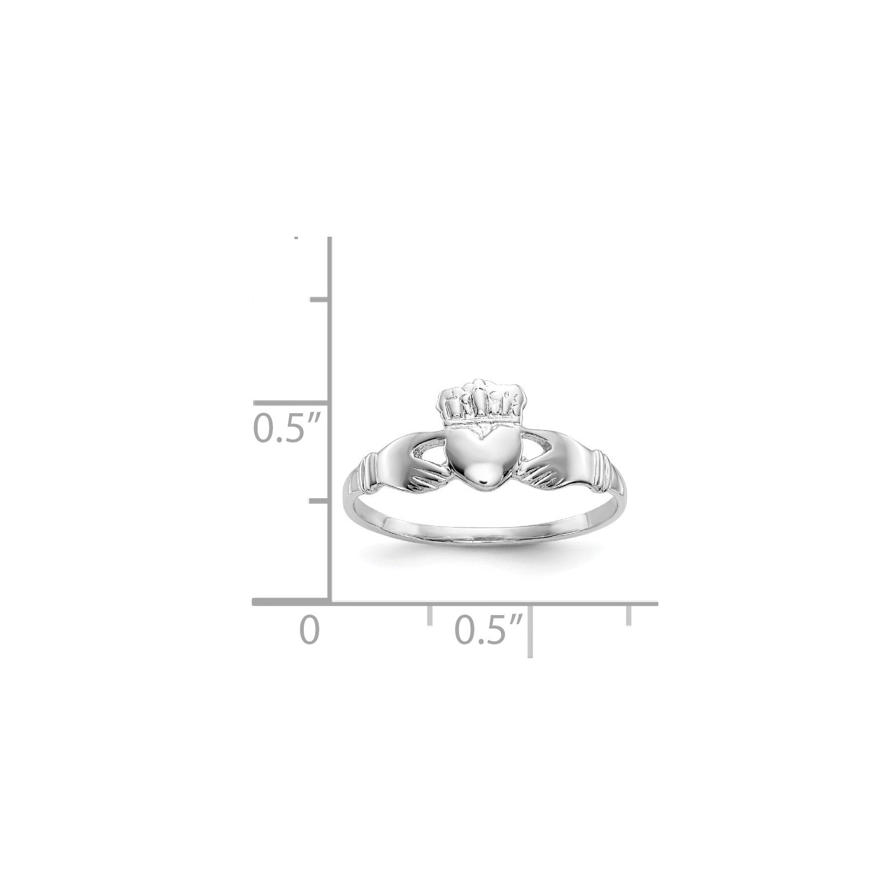 14k White Gold Irish Claddagh Ring