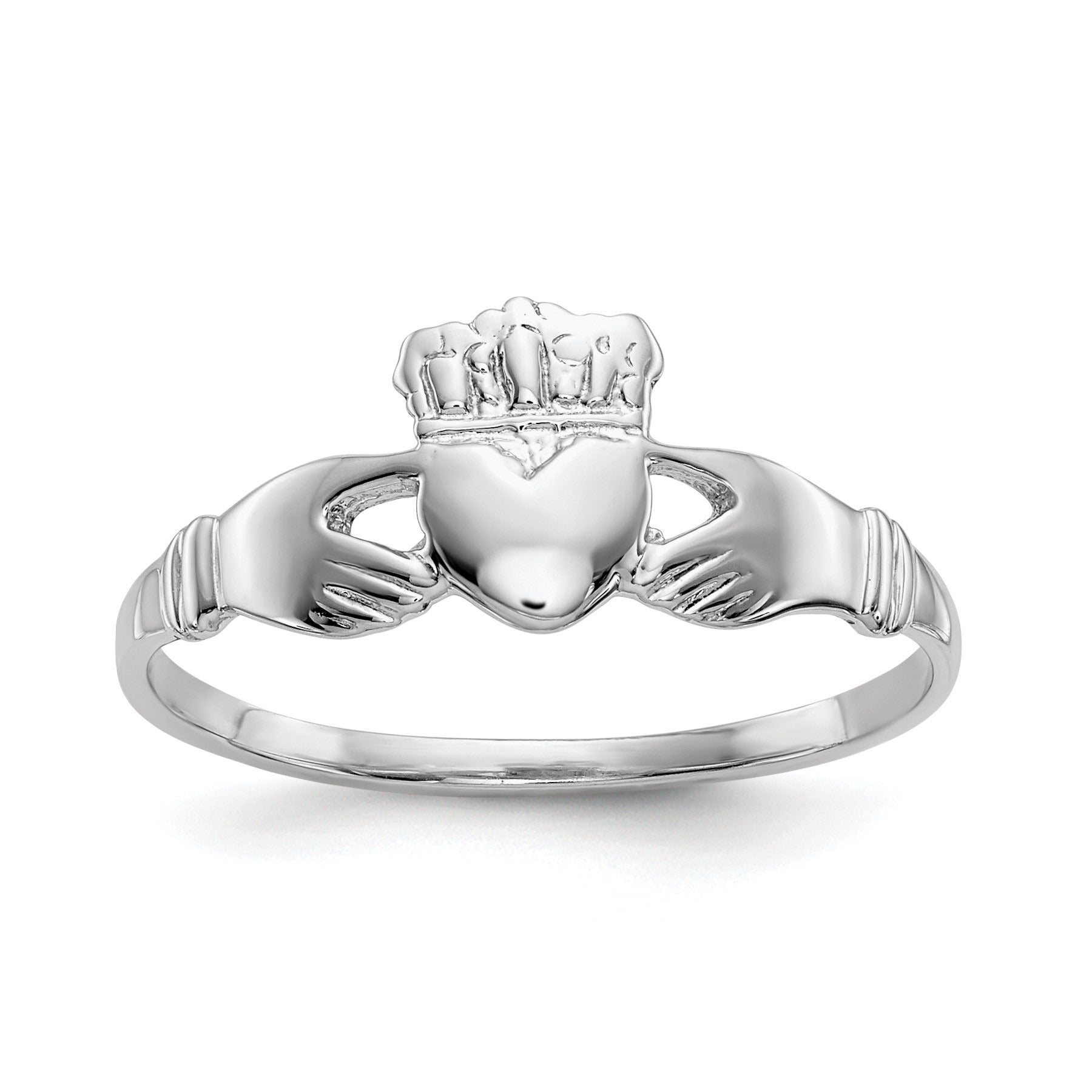 14k White Gold Irish Claddagh Ring
