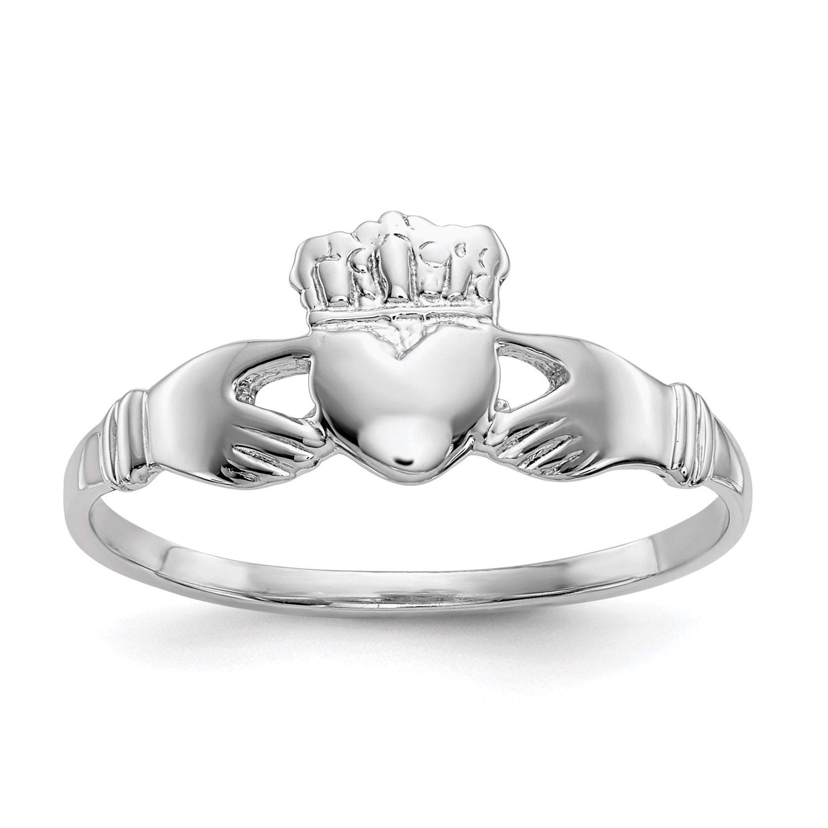 14k White Gold Irish Claddagh Ring
