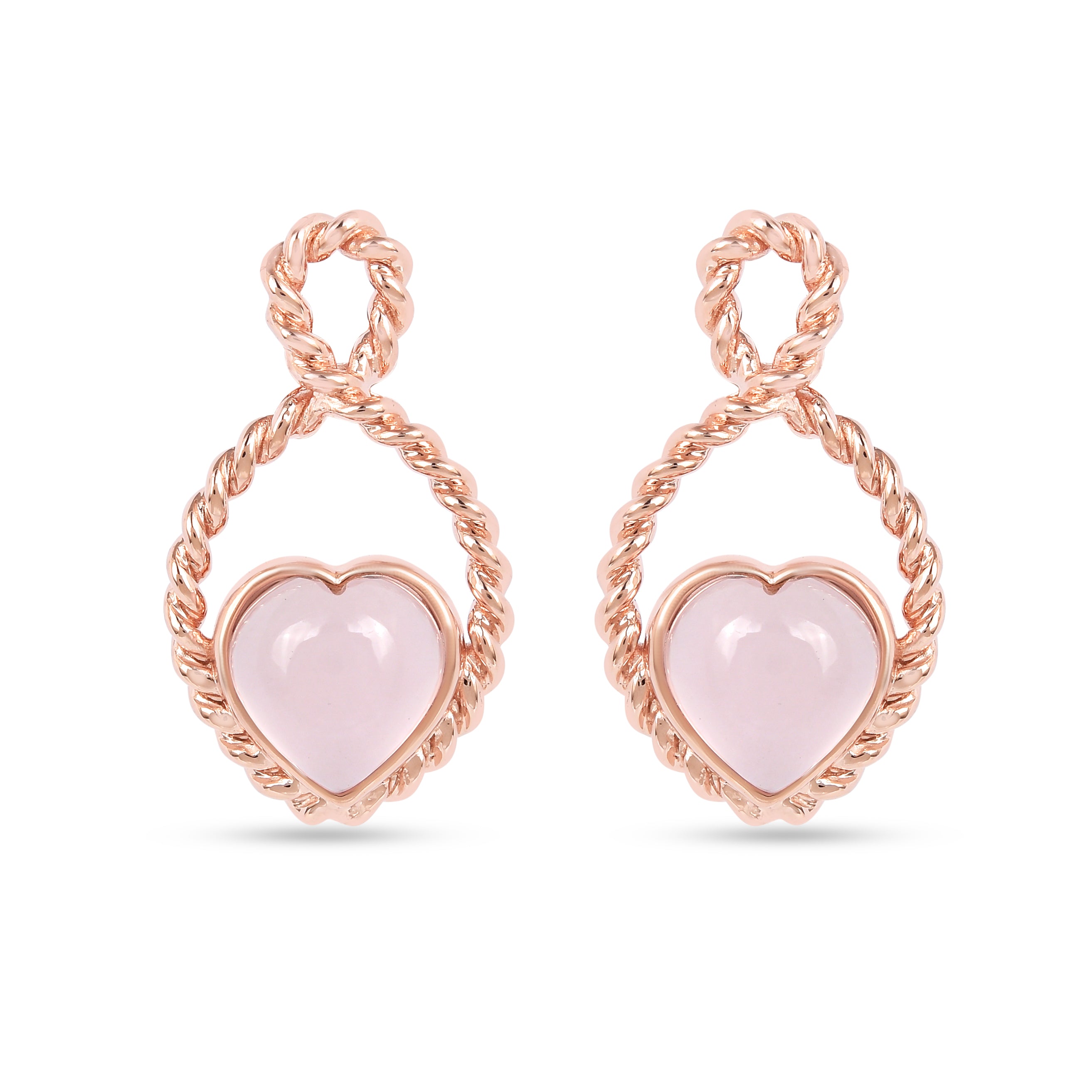 22k Gold Vermeil Rose Quartz Heart Push Post Earrings