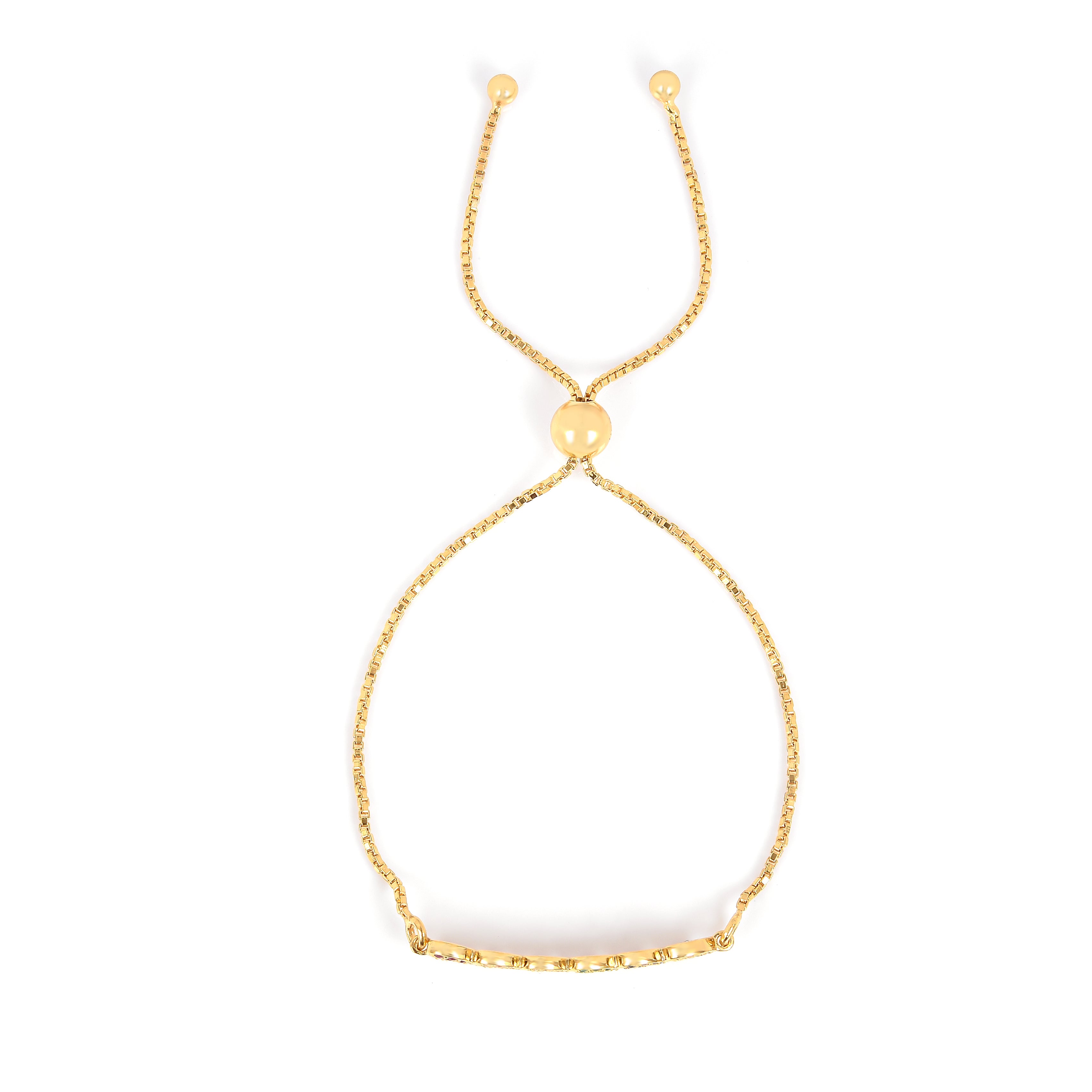 22k Gold Vermeil Diamond and Multi-Gemstone Heart Bolo Bracelet