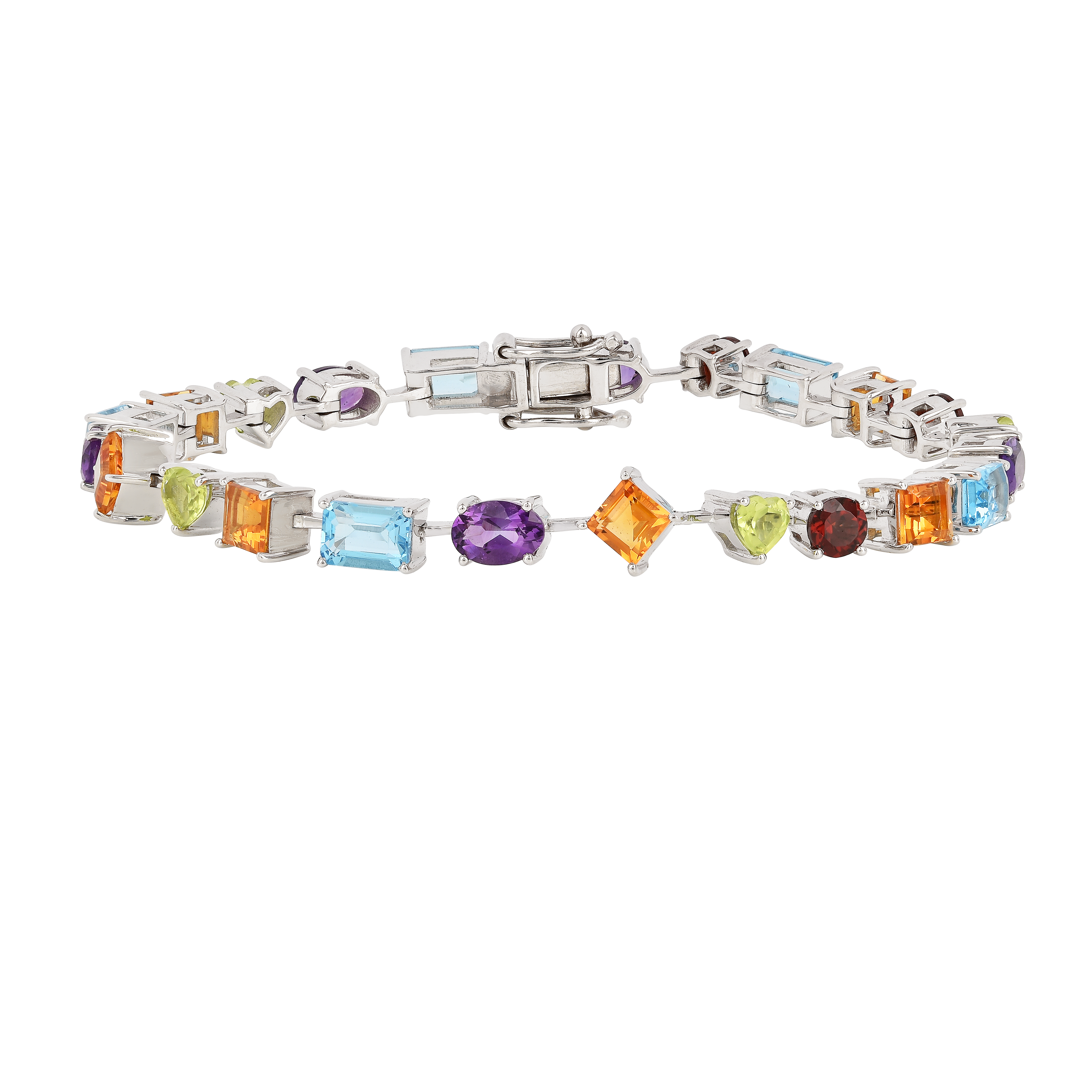 Multi Stone Tennis Bracelet Sterling Silver