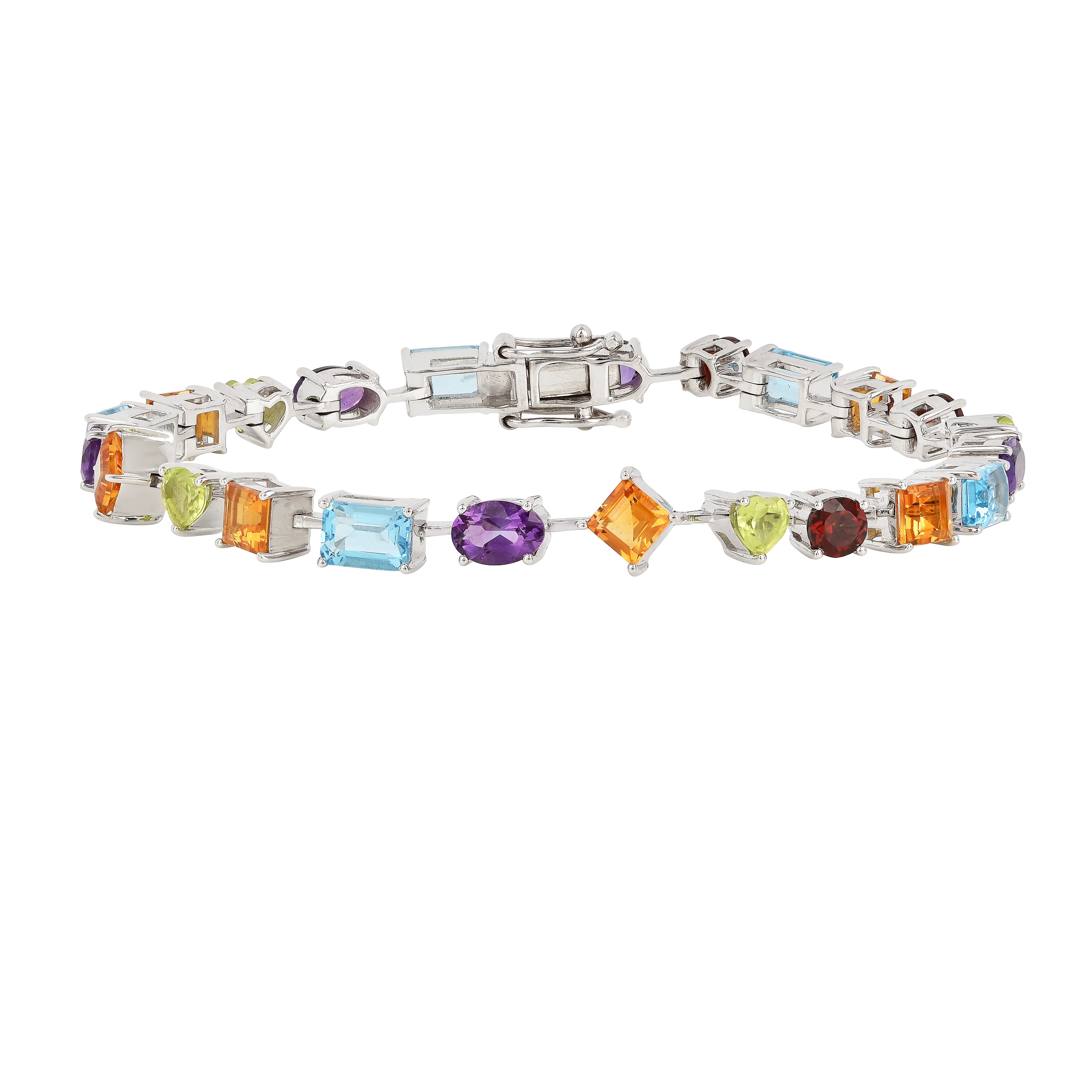 Genuine Multi Stone Tennis Bracelet Sterling Silver