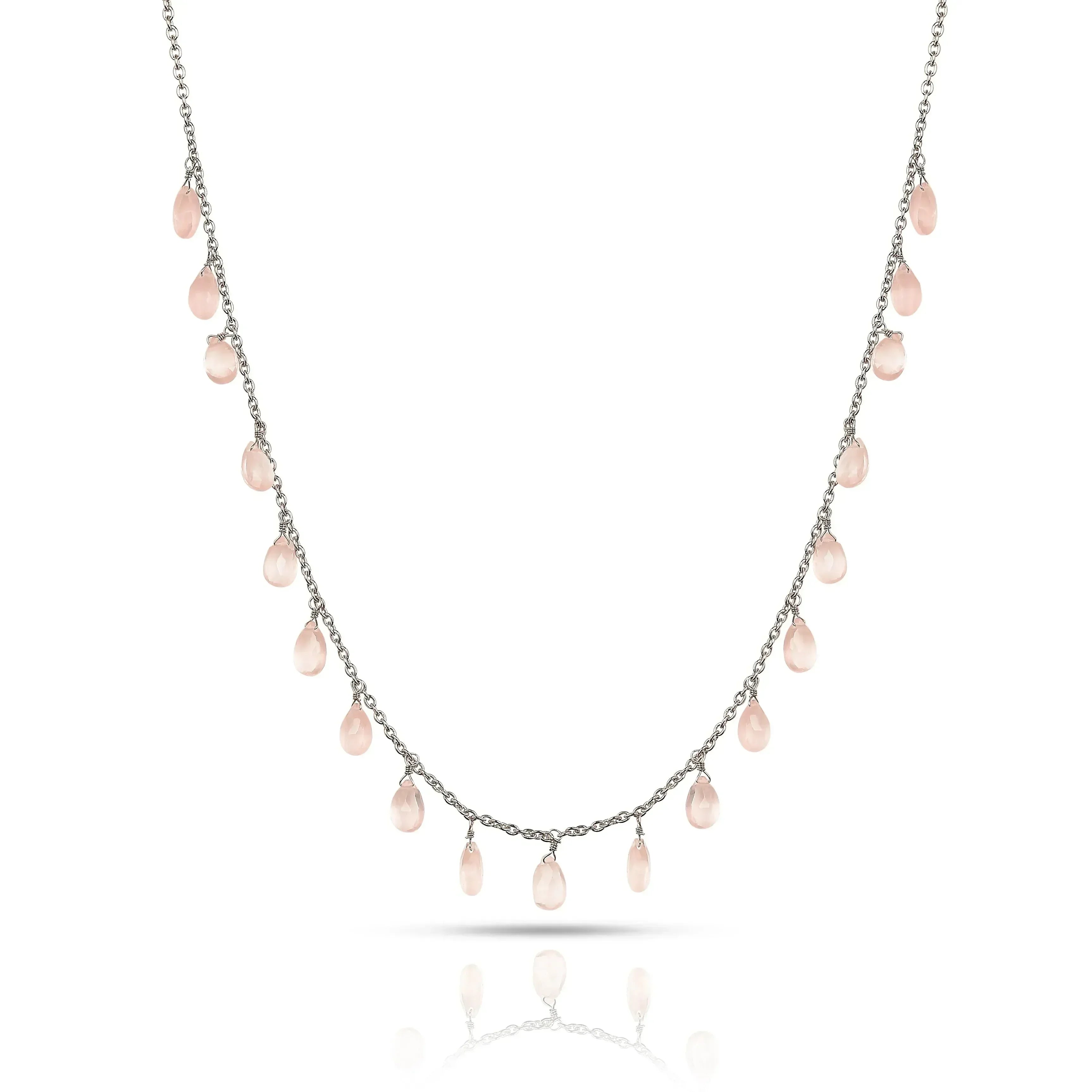 Collar de capas de cuarzo rosa