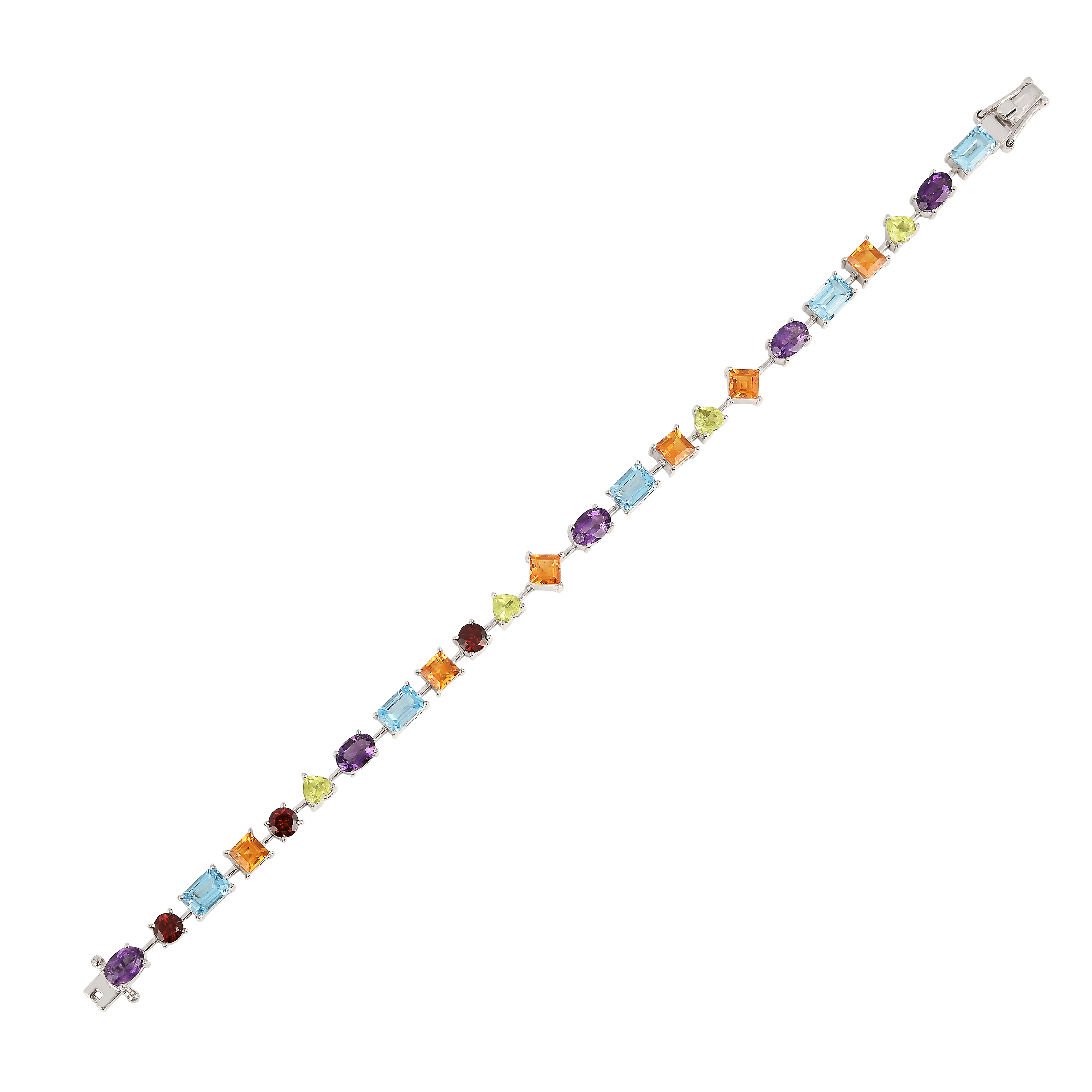 Multi Stone Tennis Bracelet Sterling Silver