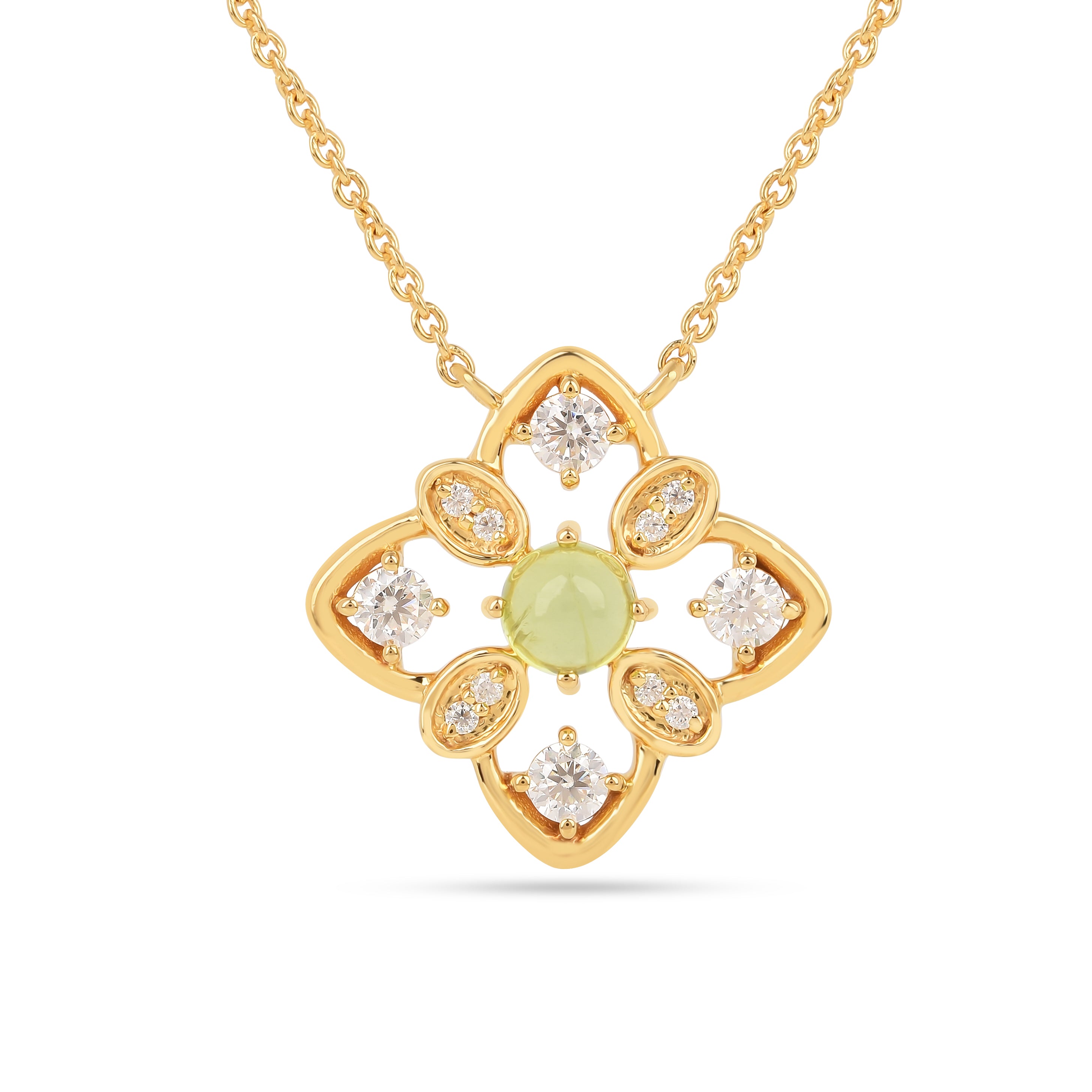 Sterling Silver Peridot Quatrefoil Pendant Necklace