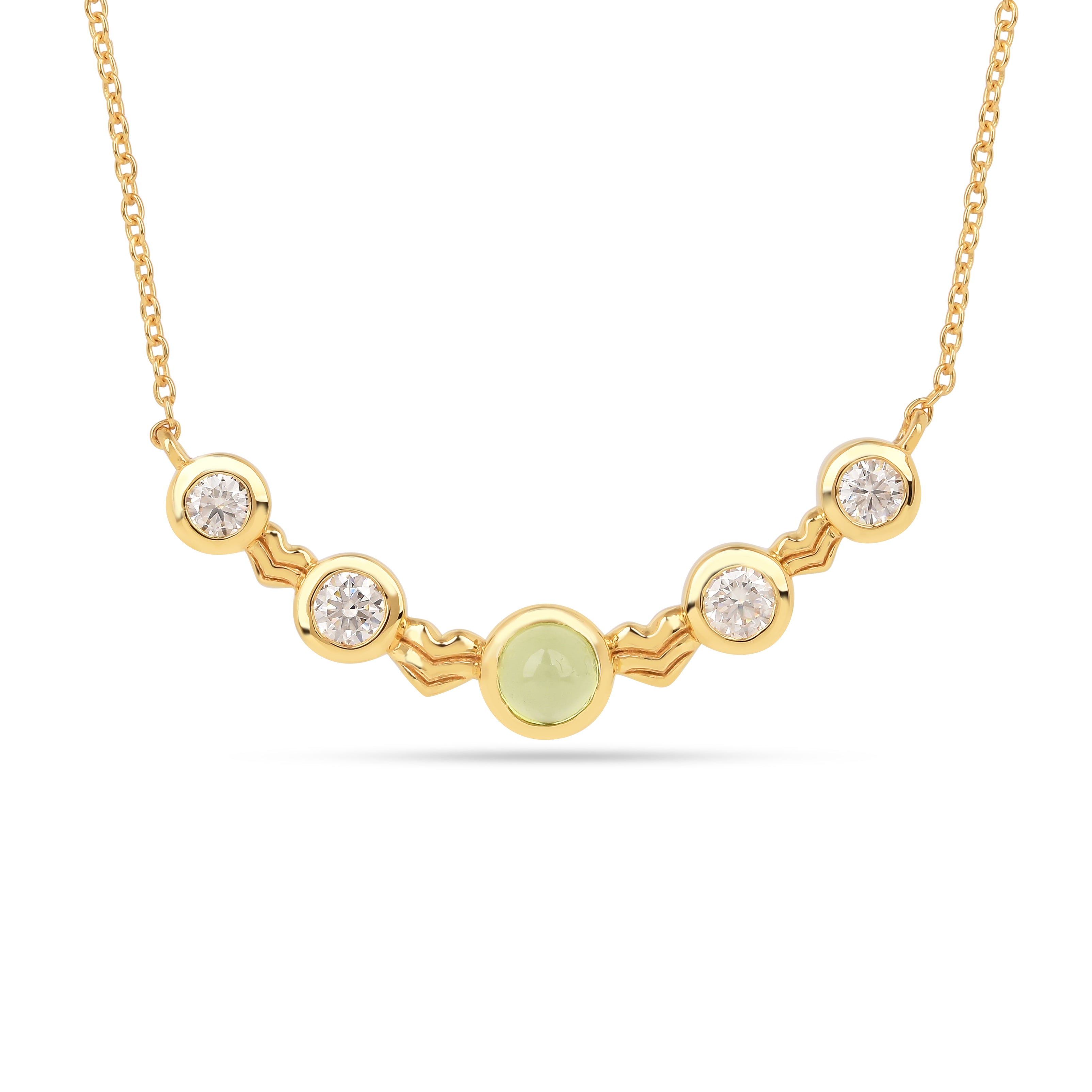 Five-Stone Peridot Silver Bar Necklace