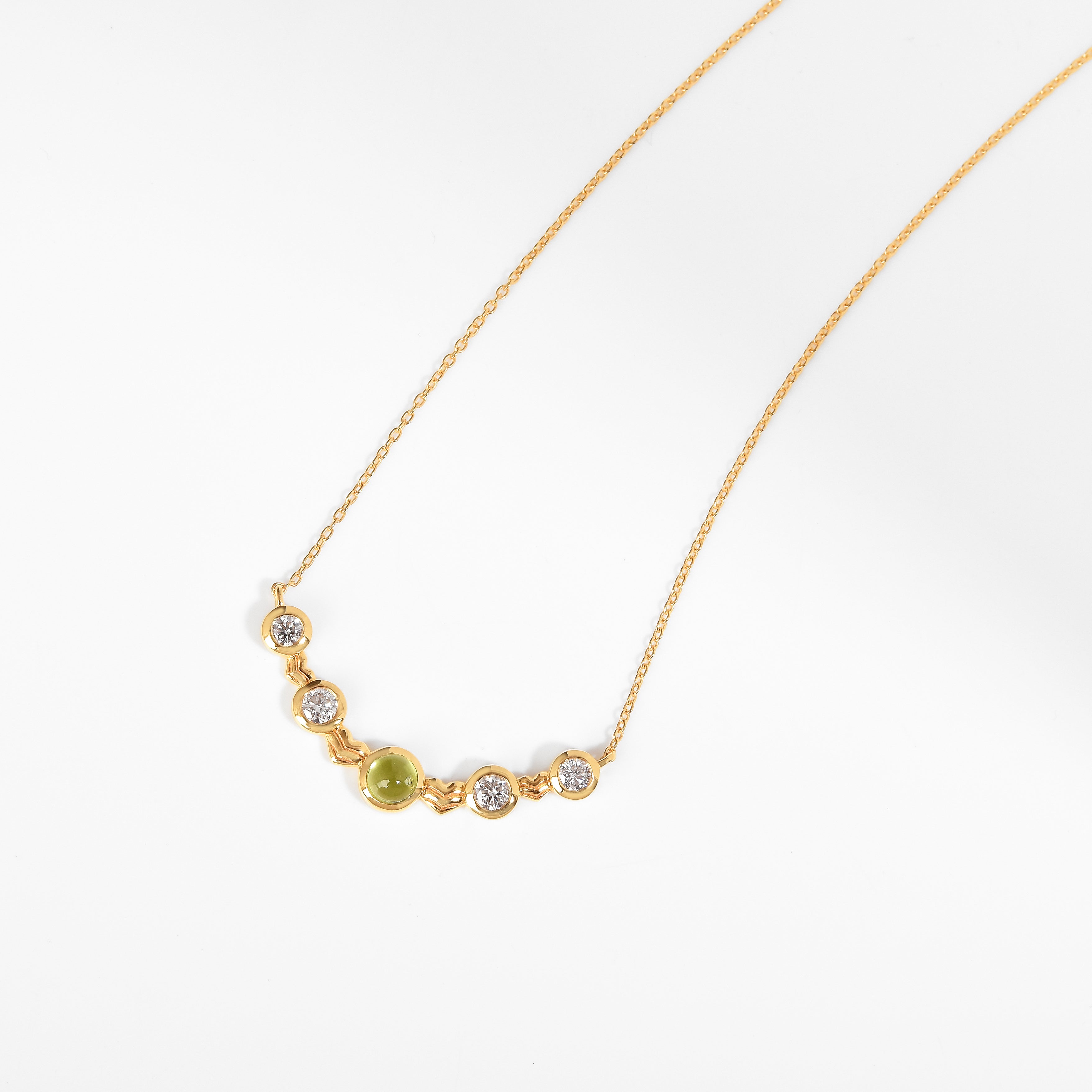 Five-Stone Peridot Silver Bar Necklace