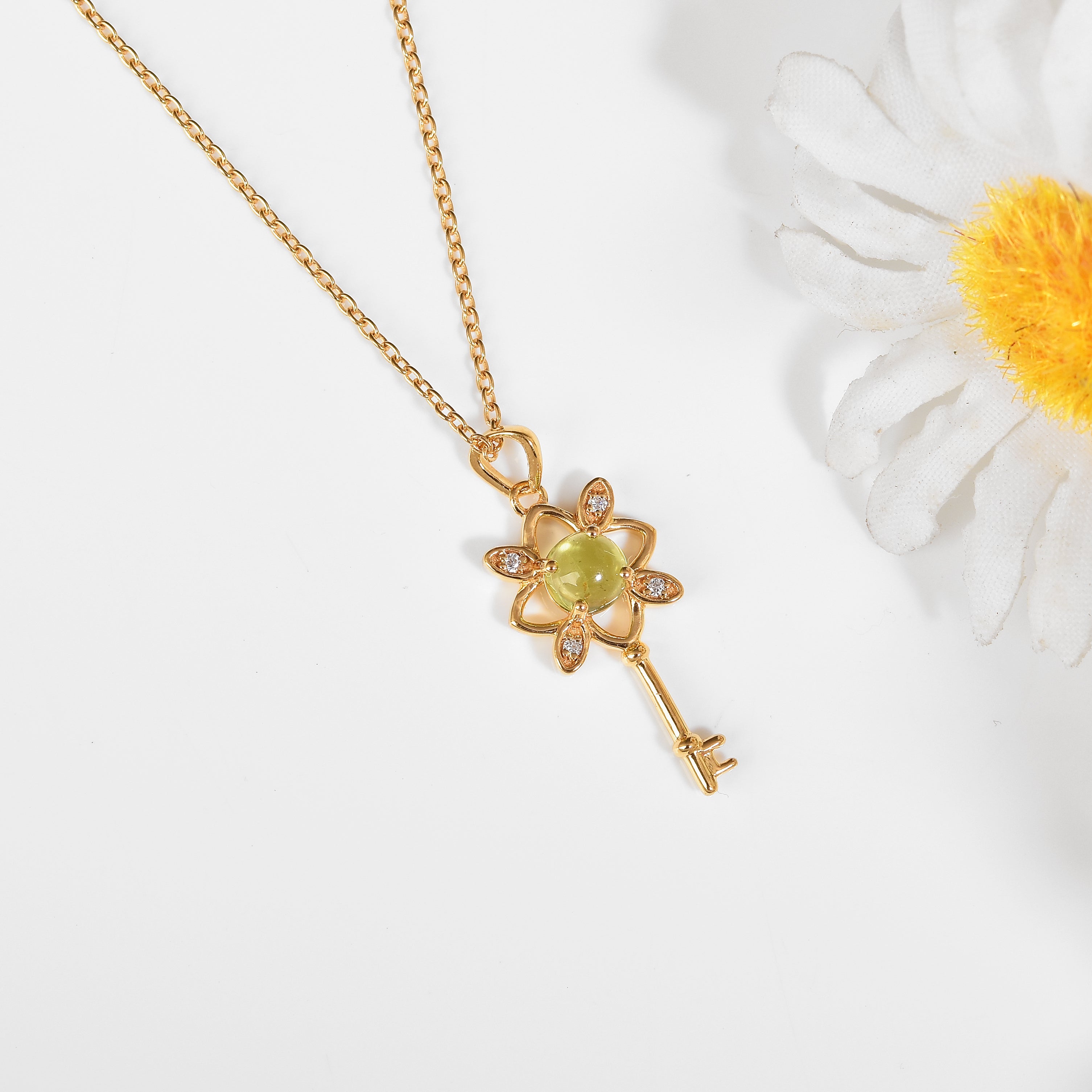 Peridot Key Pendant Necklace