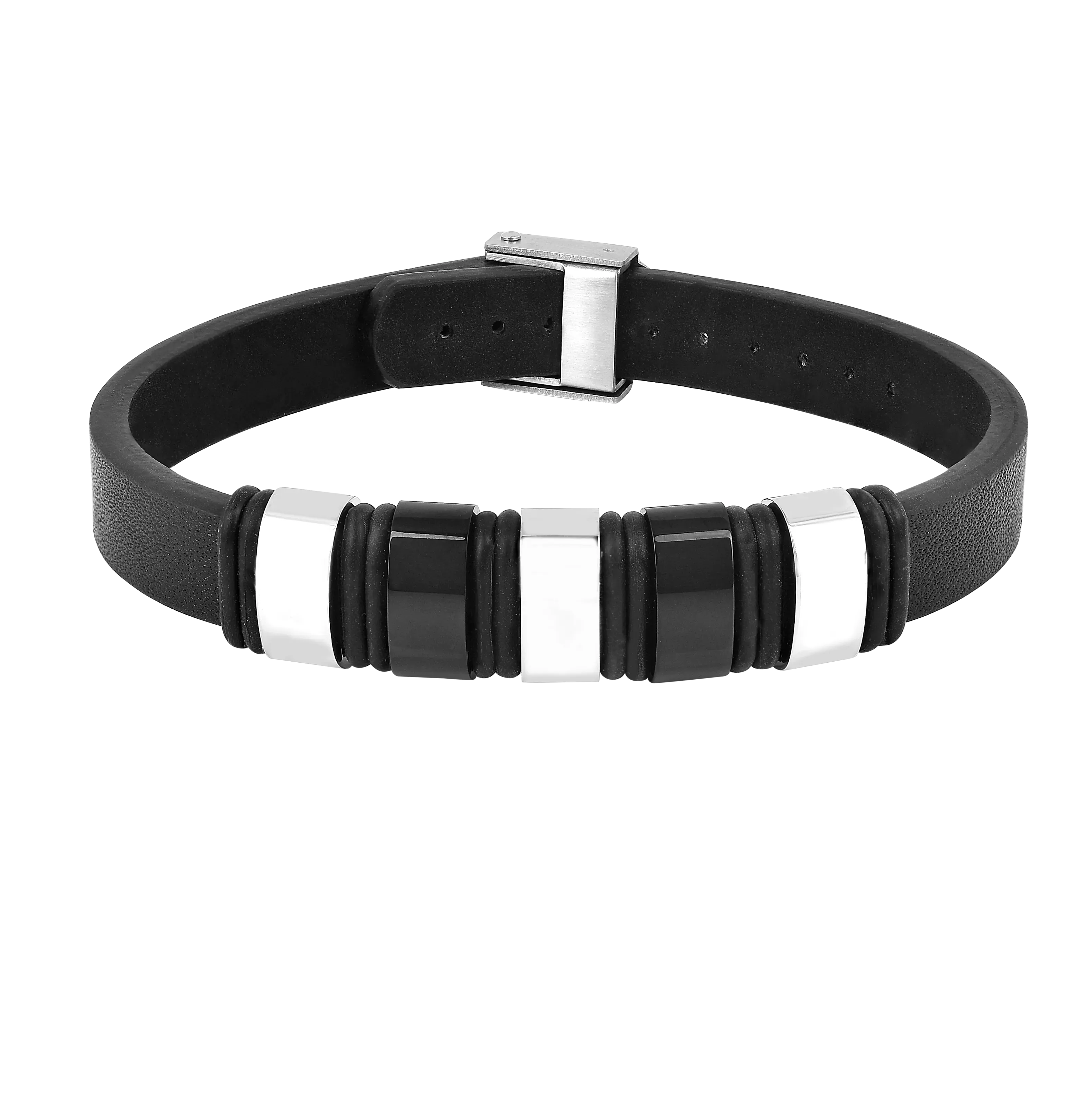 Mens Black Leather Bracelet