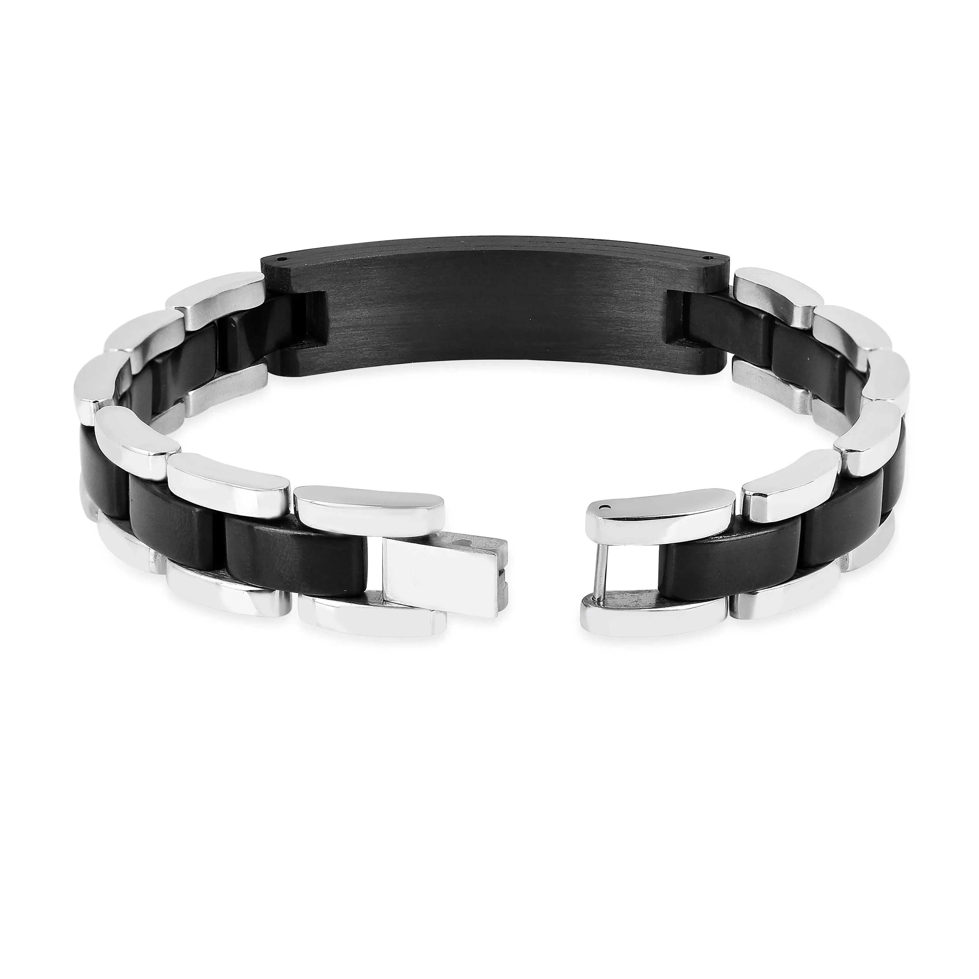 Pulseras de eslabones negros de acero inoxidable
