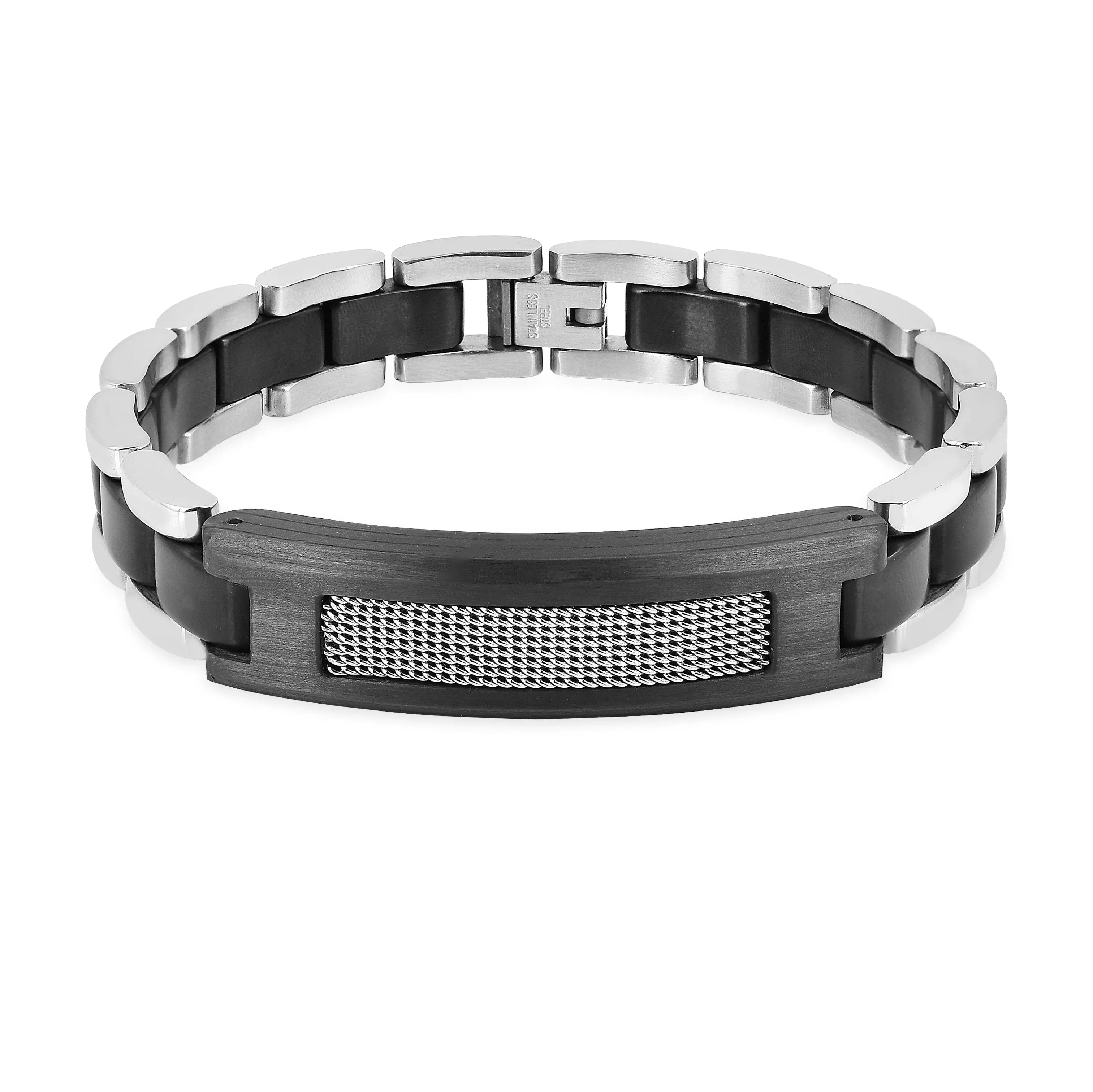 Pulseras de eslabones negros de acero inoxidable