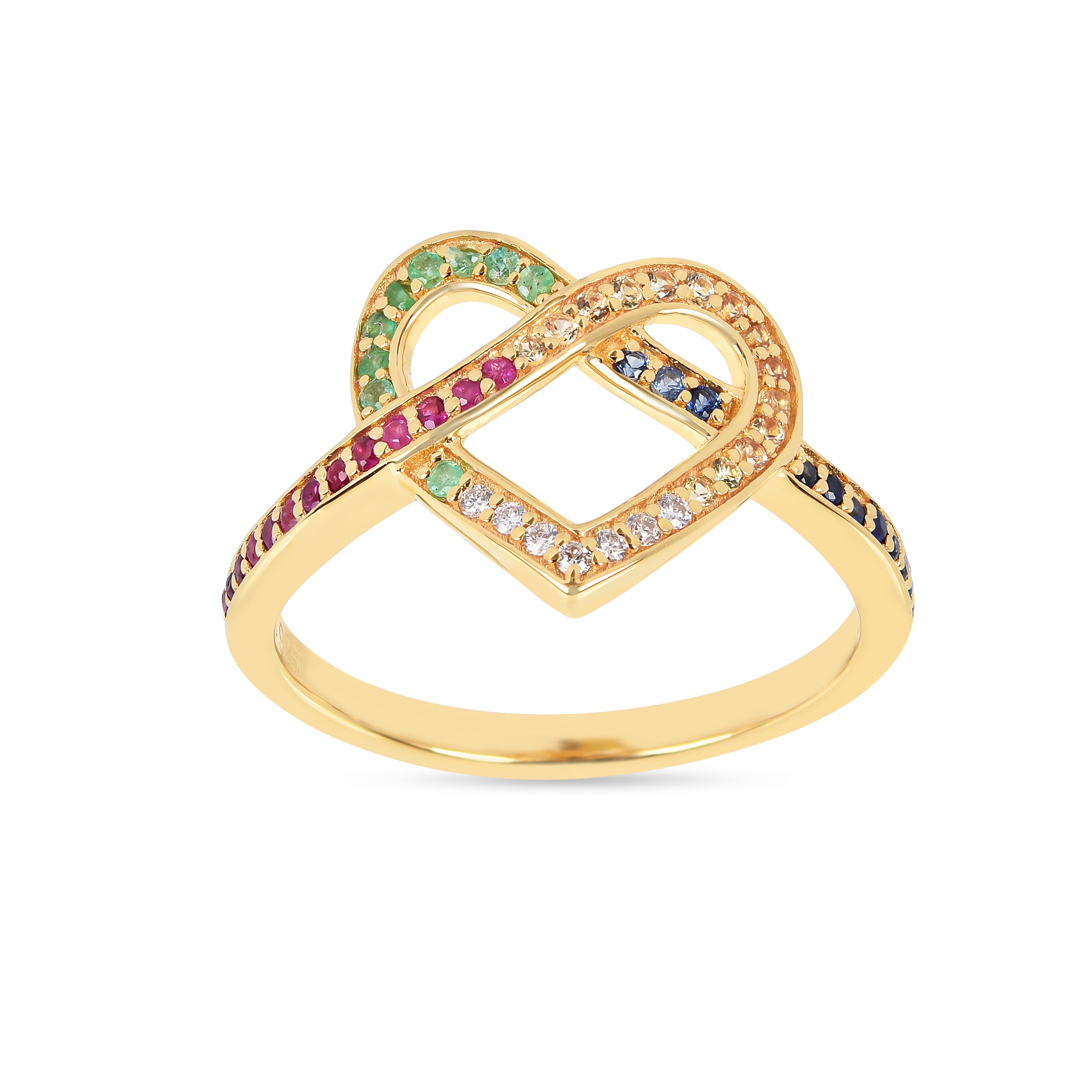 22k Gold Vermeil Diamond and Multi-Gemstone Infinity Heart Ring Fine Color Jewels