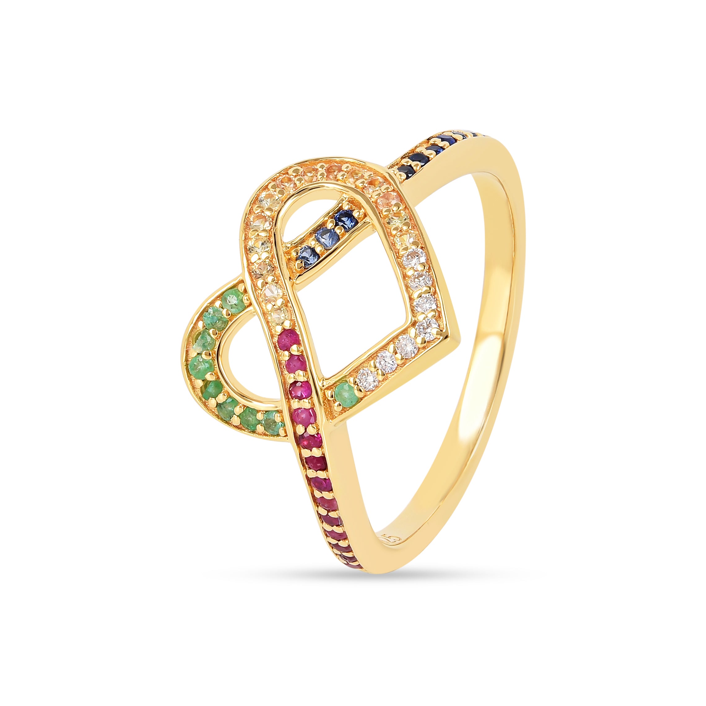 22k Gold Vermeil Diamond and Multi-Gemstone Infinity Heart Ring Fine Color Jewels