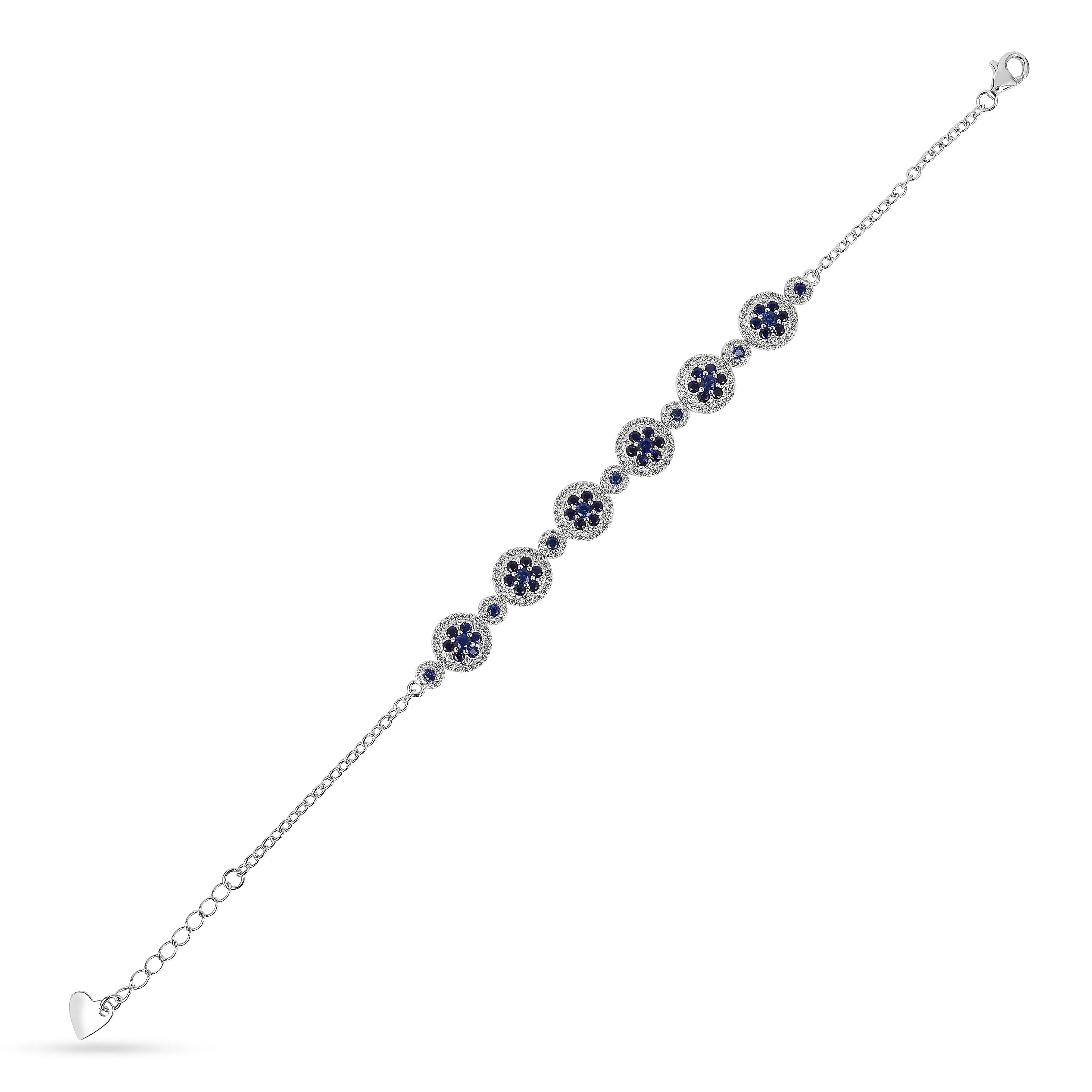Lab Grown Blue Sapphire Halo Tennis Bracelet Fine Color Jewels Wedding Bridal Bracelet, Birthday gift for her, Blue Sapphire Bracelet, Bridesmaid Gift 925 Sterling Silver, Bridesmaid Gift for Her, Created sapphire bracelet. , everyday gift for her, gift for her, gift for hergift for women, Jewelry Gift for her, ring gift for her., Sapphire Halo Bracelet, September Birthstone Bracelet, Wedding Gift For Her