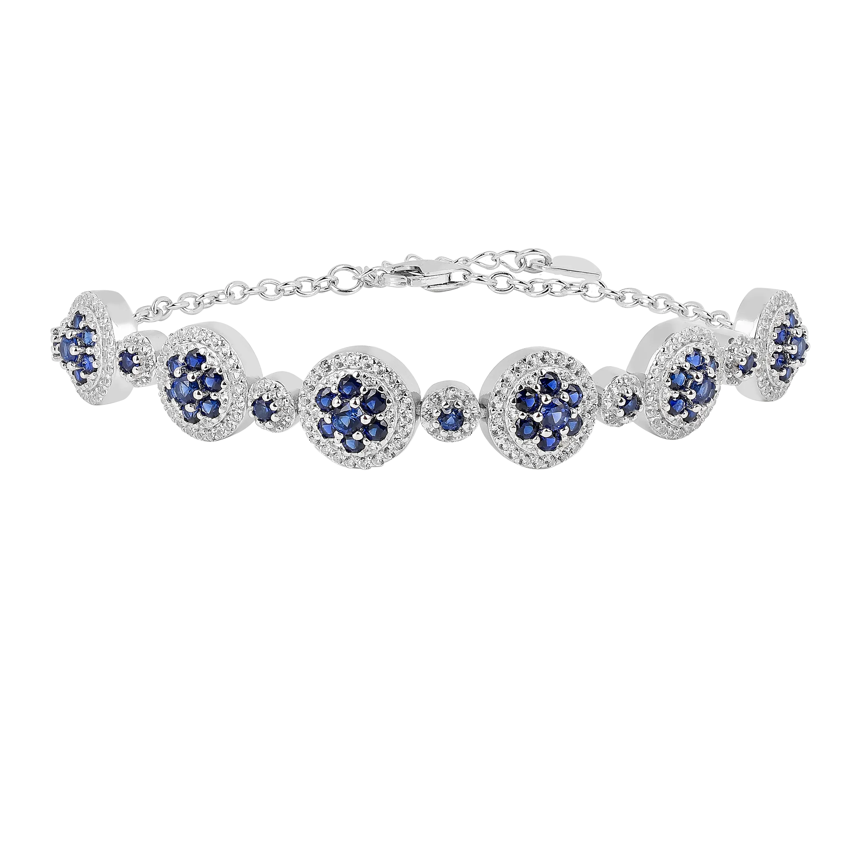 Lab Grown Blue Sapphire Halo Tennis Bracelet Fine Color Jewels Wedding Bridal Bracelet, Birthday gift for her, Blue Sapphire Bracelet, Bridesmaid Gift 925 Sterling Silver, Bridesmaid Gift for Her, Created sapphire bracelet. , everyday gift for her, gift for her, gift for hergift for women, Jewelry Gift for her, ring gift for her., Sapphire Halo Bracelet, September Birthstone Bracelet, Wedding Gift For Her
