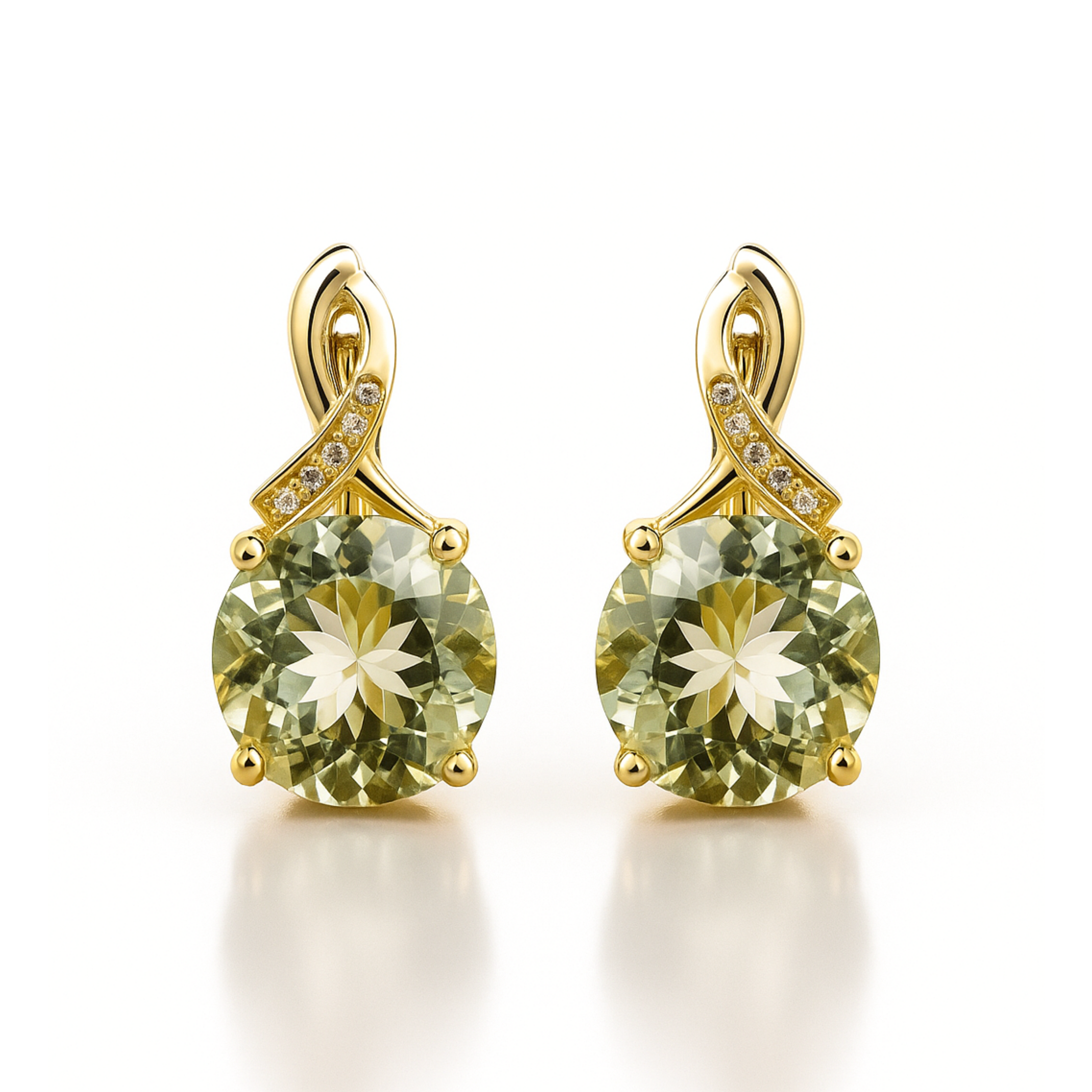 Natural Green Prasiolite Earrings Sterling Silver