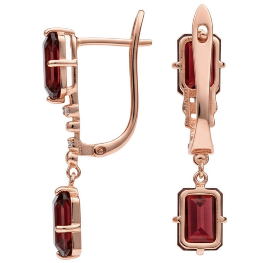 Natural Garnet & White Topaz Sterling Silver Earrings