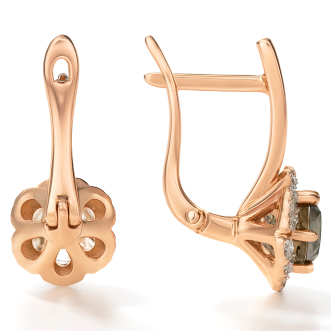 Natural Smoky Quartz Silver Drop Earrings