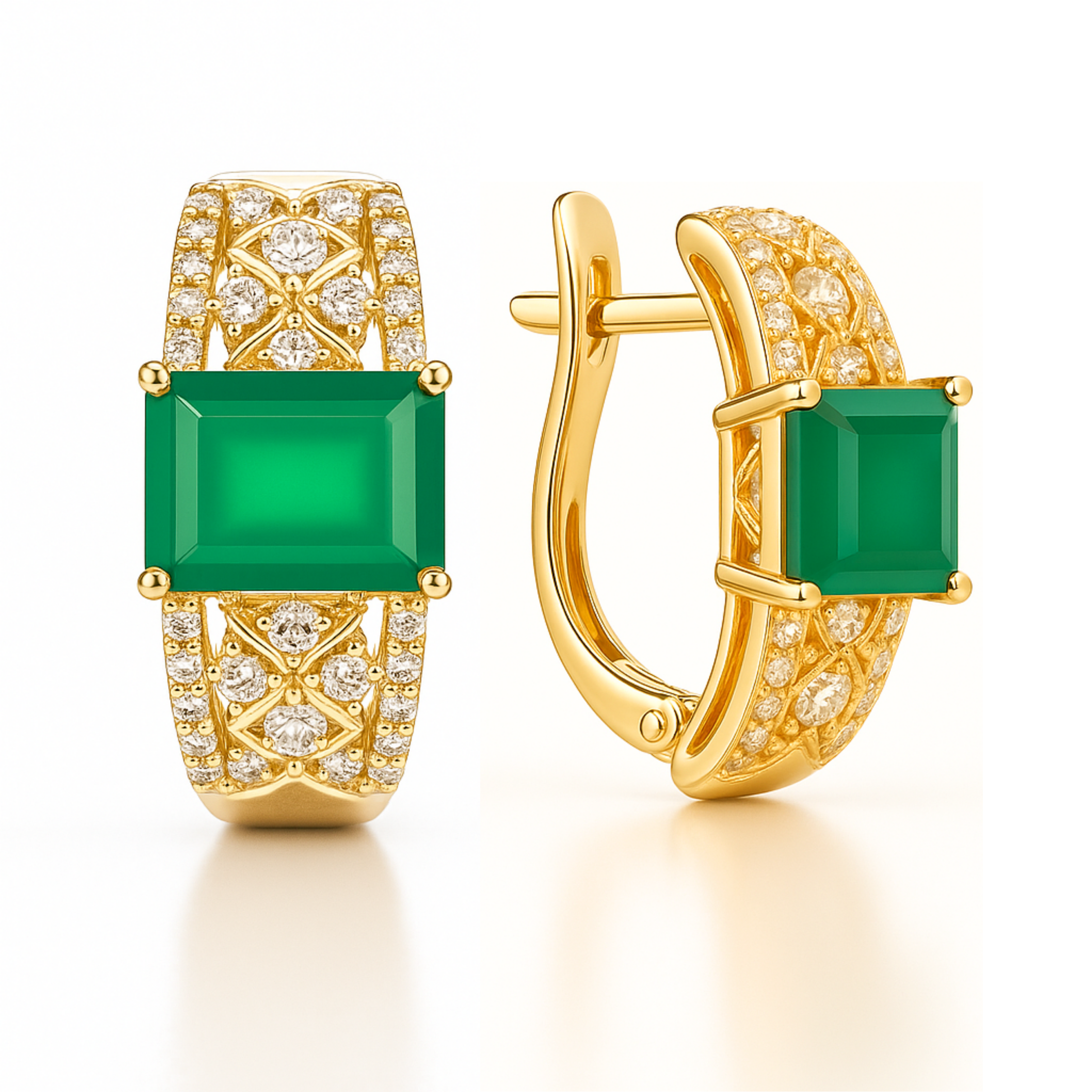 Natural Green Agate Gemstone Sterling Silver Earrings