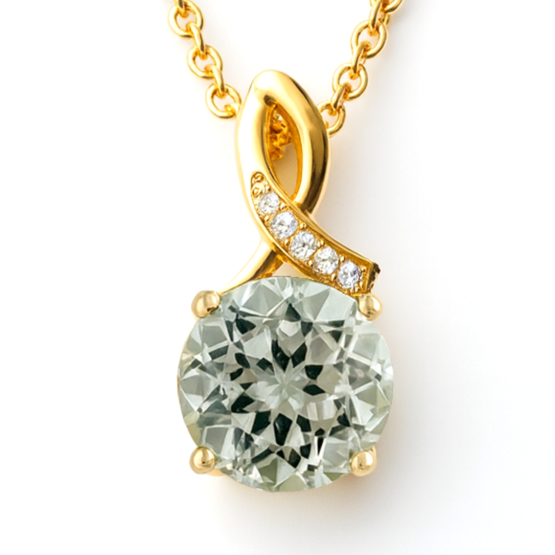 Natural Green Amethyst Pendant Necklace