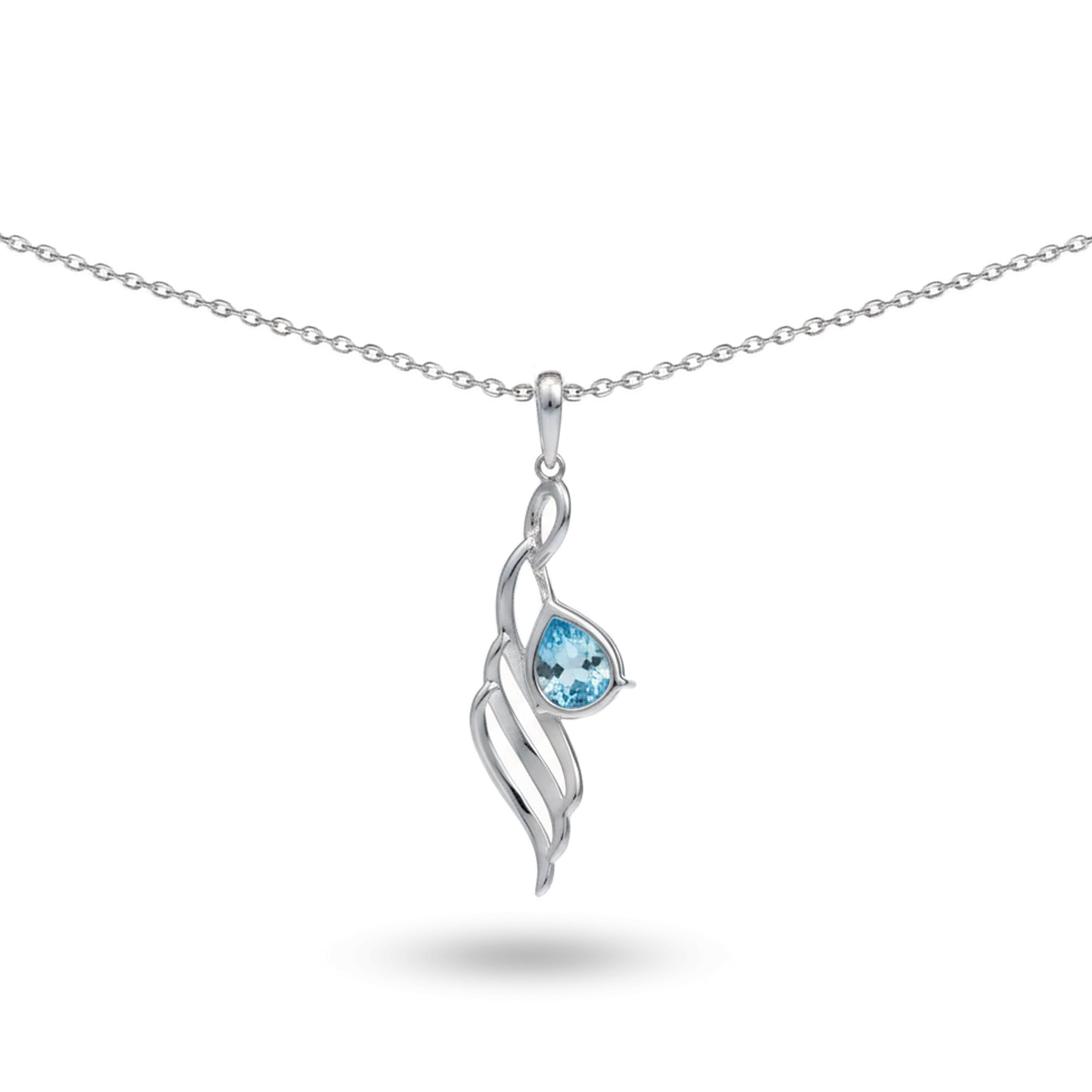 Natural Sky Blue Topaz Twisted Silver Necklace
