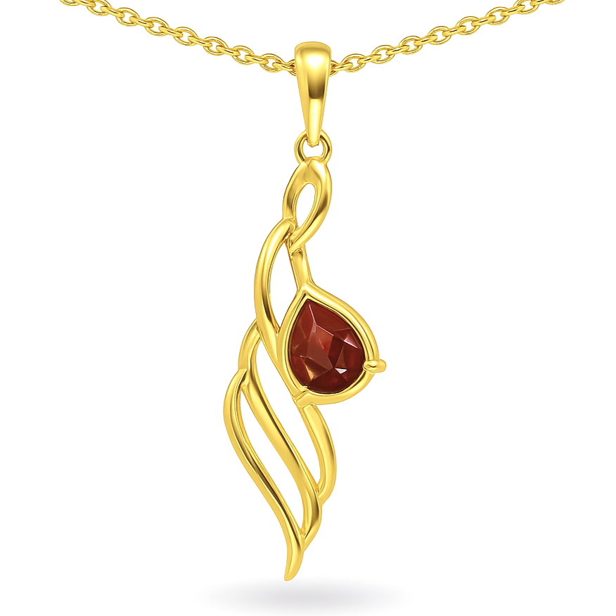 Natural Red Garnet twisted silver pendant necklace