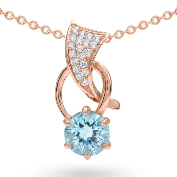 Natural Sky Blue Topaz & White Topaz Pendant Necklace