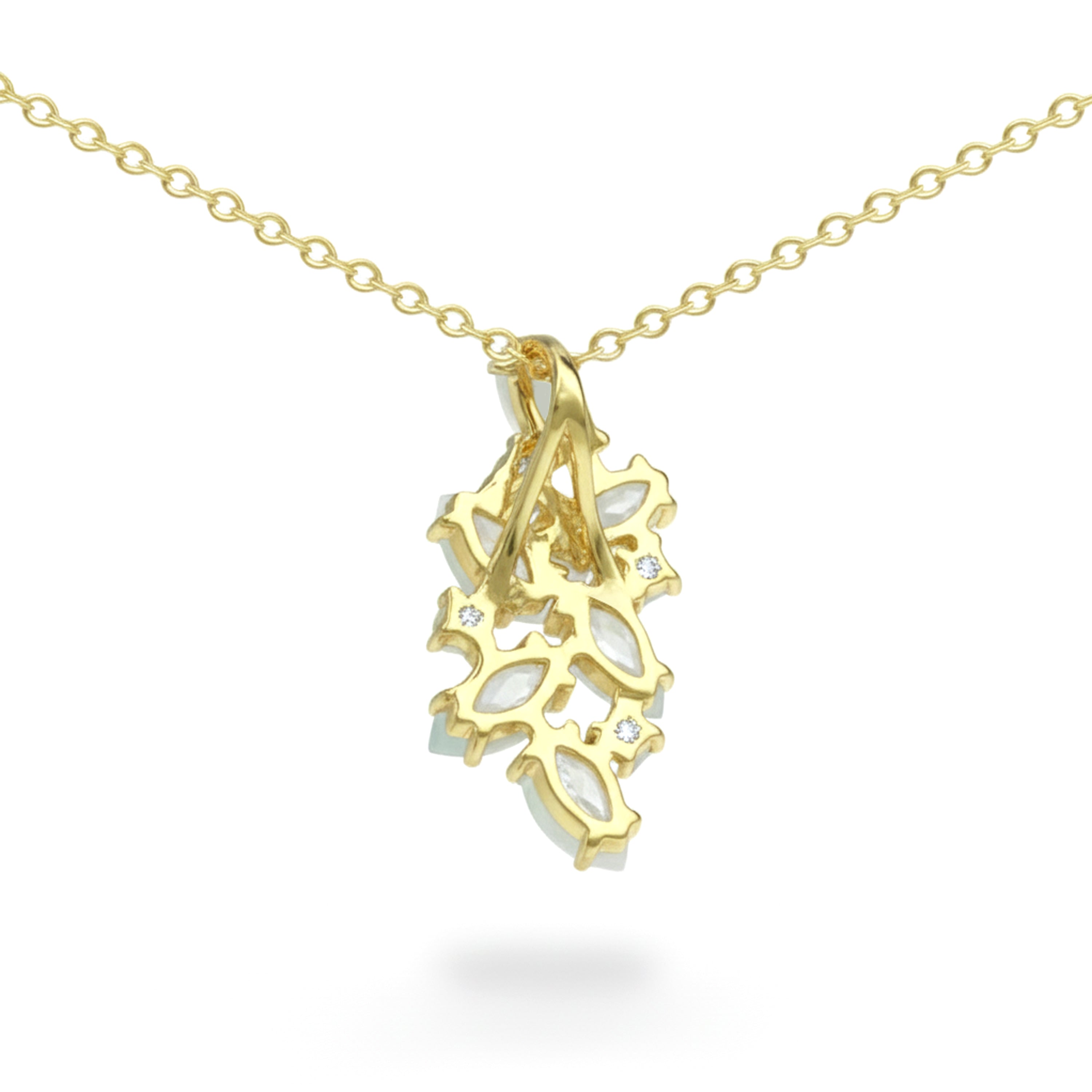 Natural Moonstone Silver Cluster Pendant Necklace