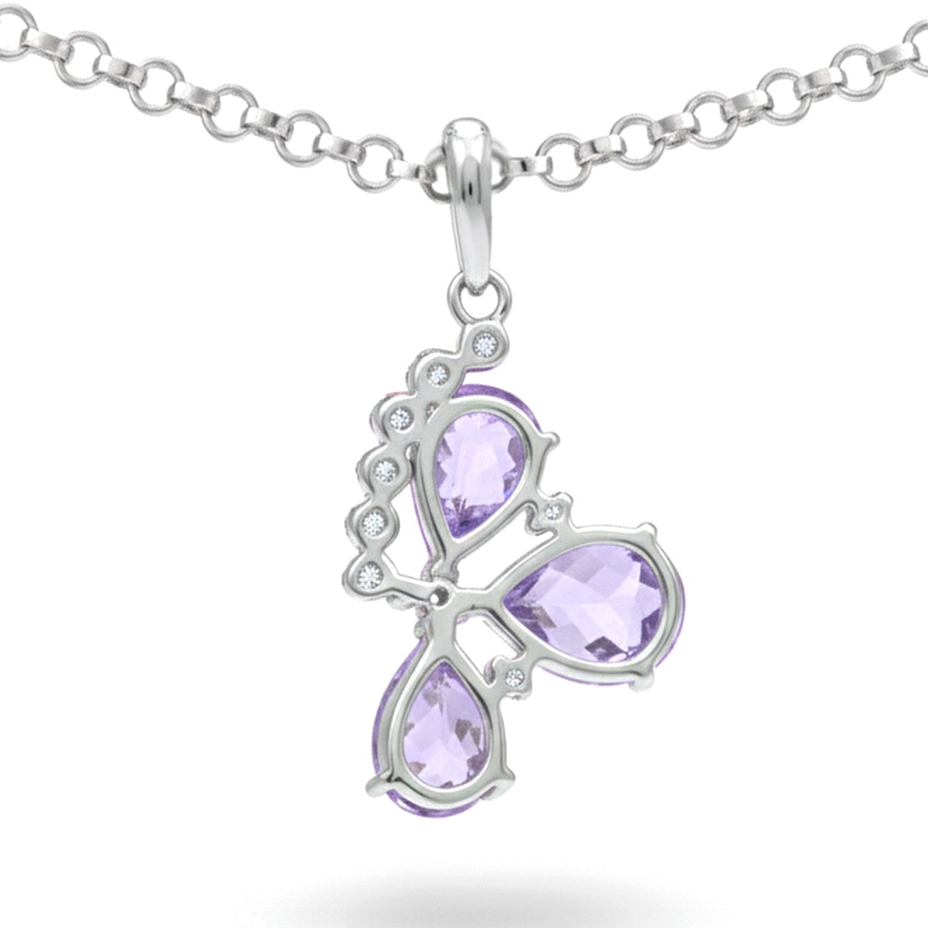Natural Pear Amethyst Birthstone Pendant Necklaces