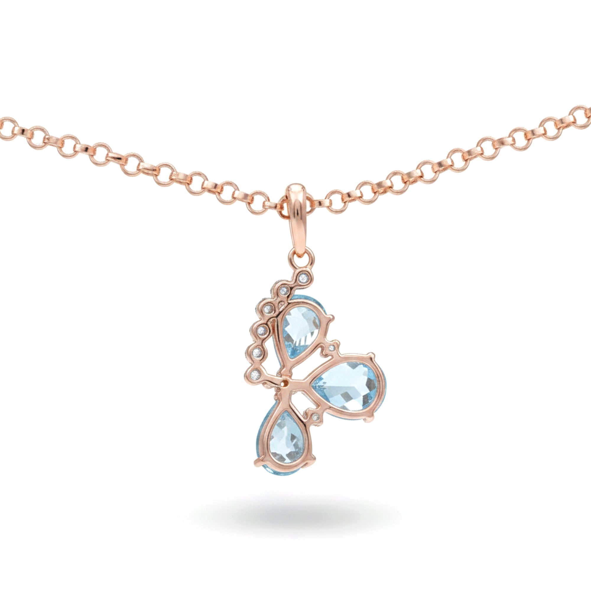 Natural Sky Blue Topaz Silver Floral Necklace