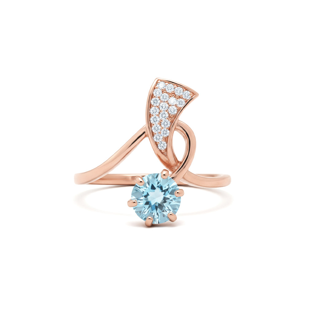 Natural Sky Blue Topaz Sterling Silver Bypass Ring