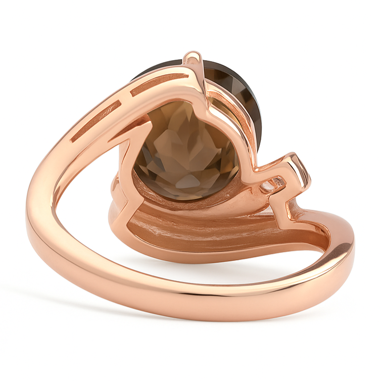 Natural Brown Smoky Quartz Sterling Silver Bypass Ring