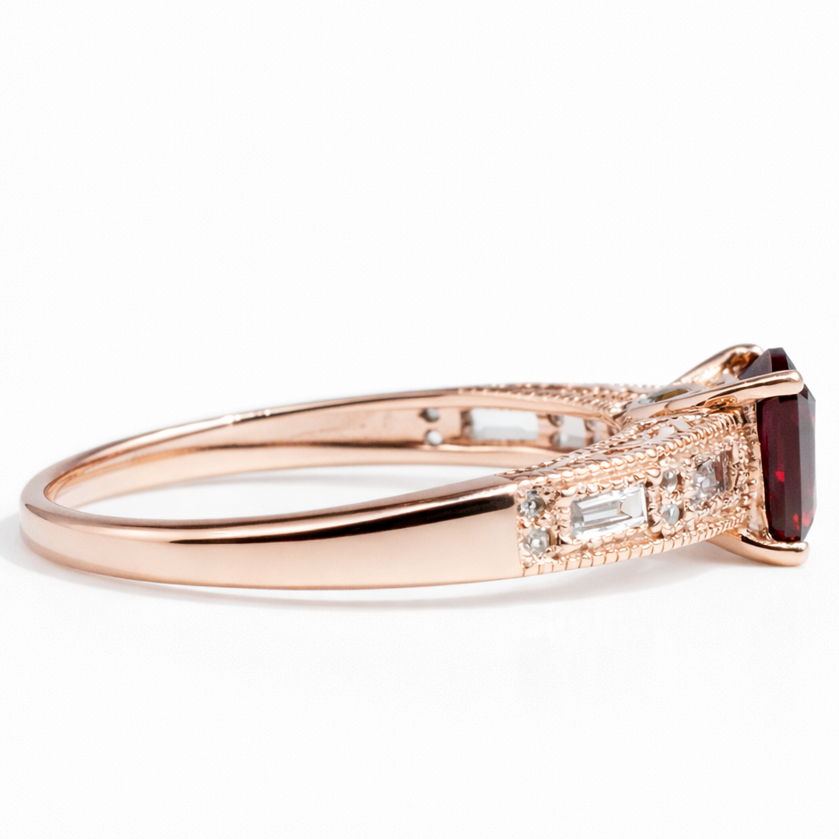 Natural Square Garnet Sterling Silver Ring