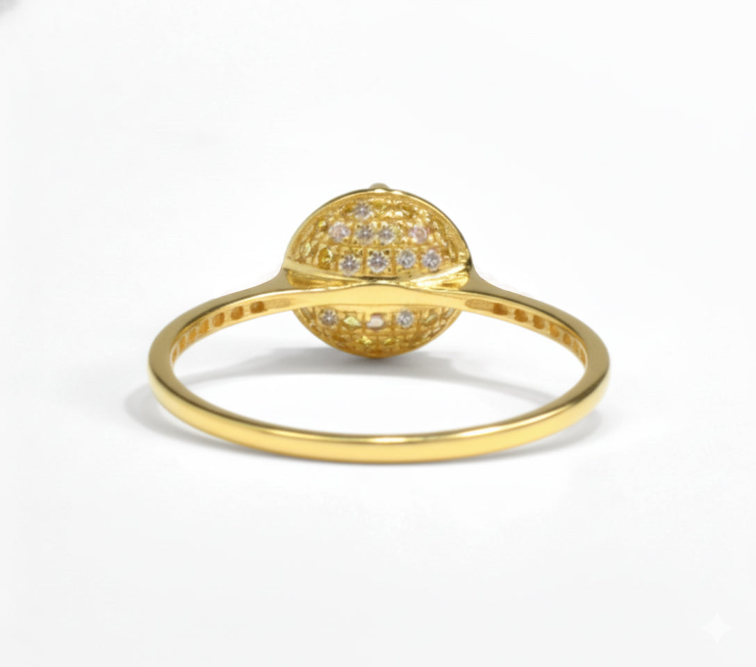 Natural Yellow Citrine Sterling Silver Round Ring