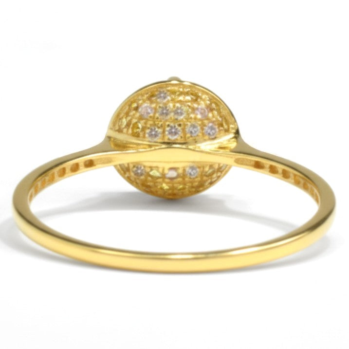 Natural Yellow Citrine Sterling Silver Round Ring