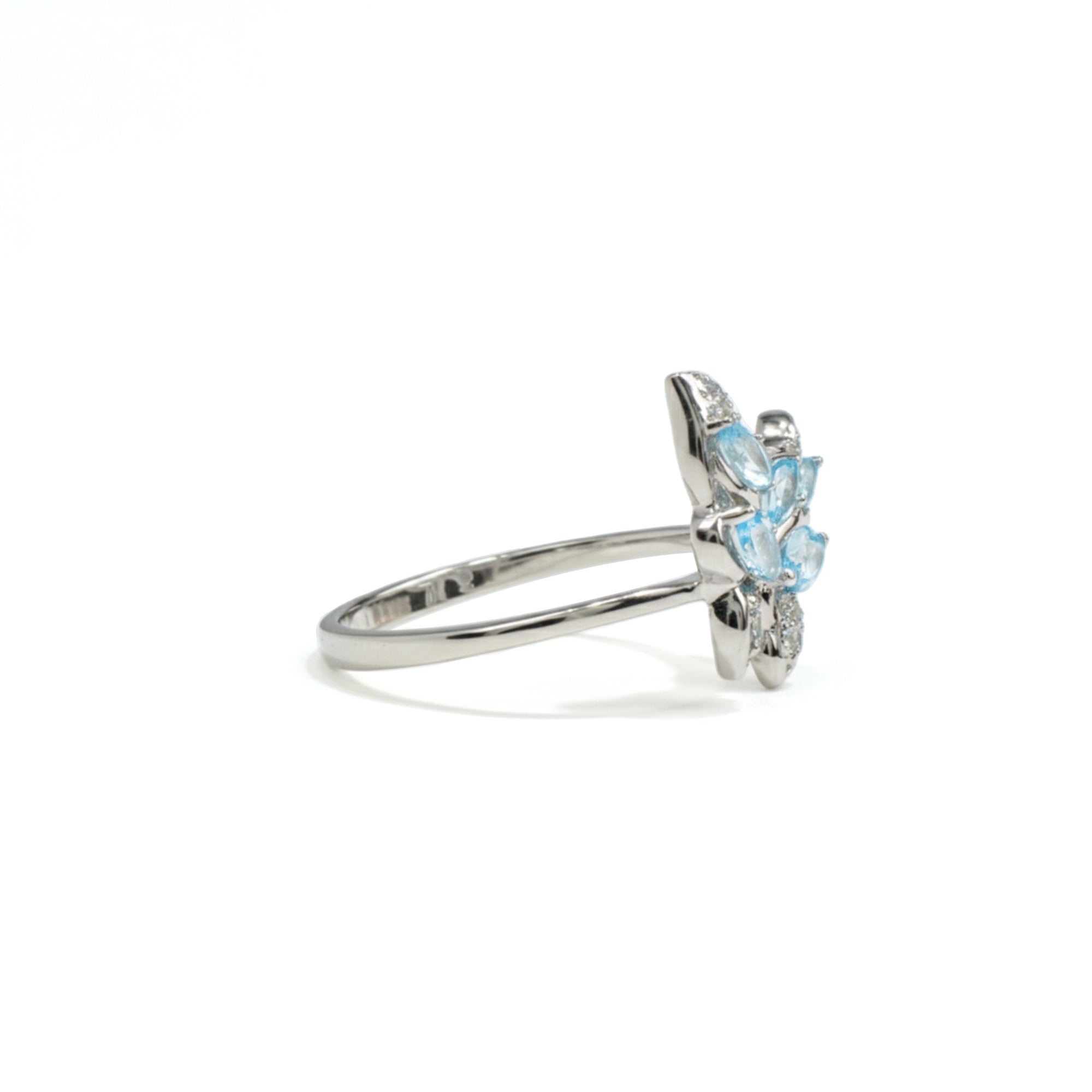 Natural Sky Blue Topaz Butterfly Ring Silver