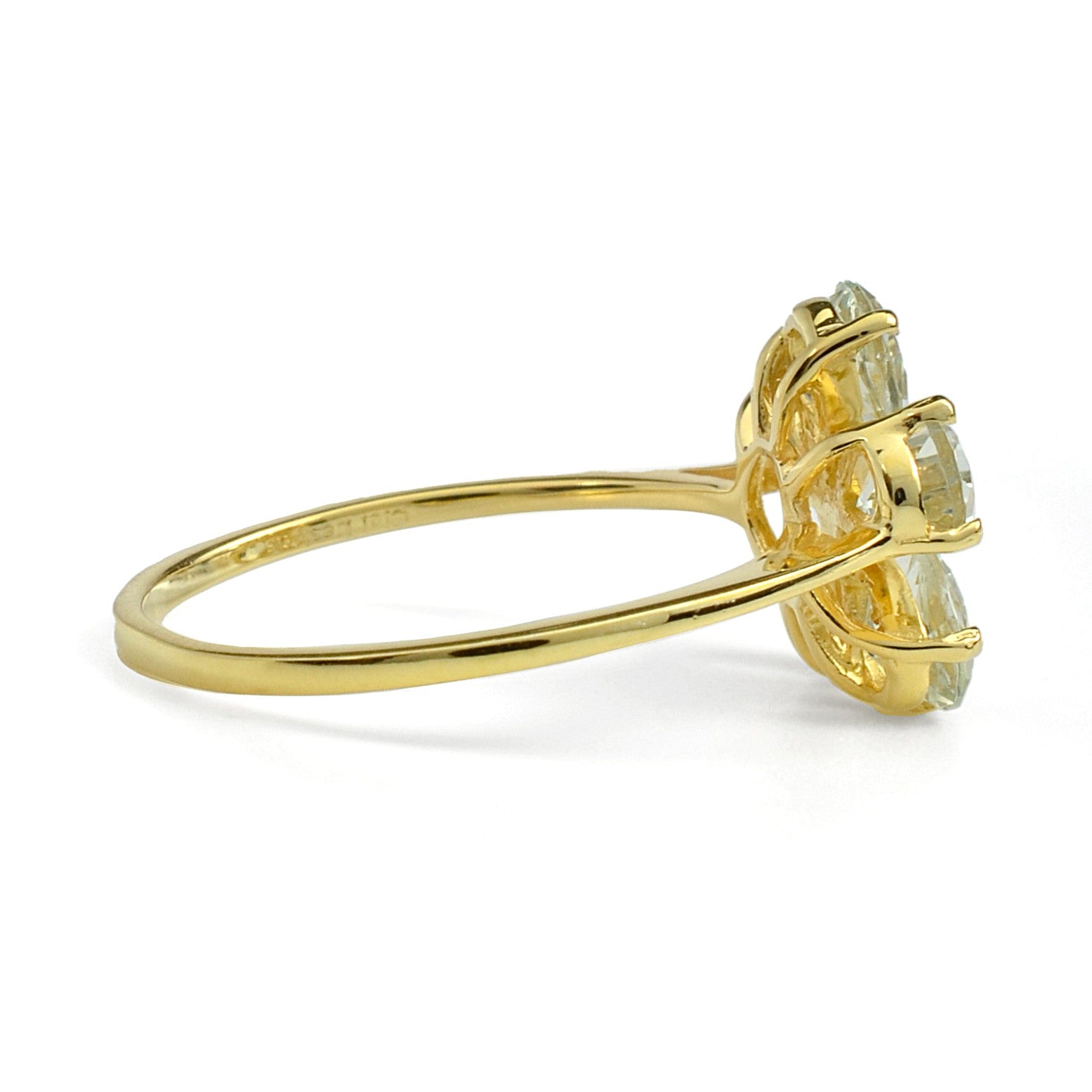 Natural Green Amethyst Sterling Silver Flower Ring