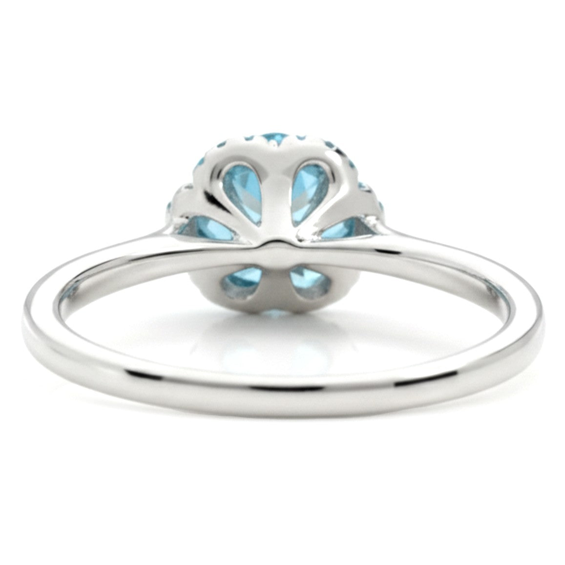 Natural Sky Blue Topaz Sterling Silver Floral Halo Ring