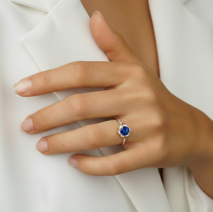 Natural Round Iolite Sterling Silver Ring