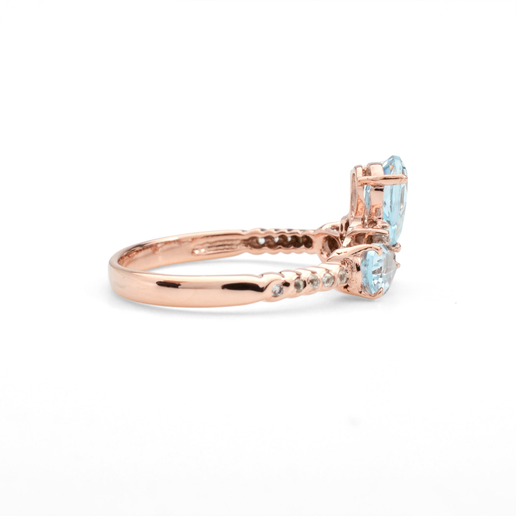 Natural Sky Blue Topaz 3 Stone Silver Ring