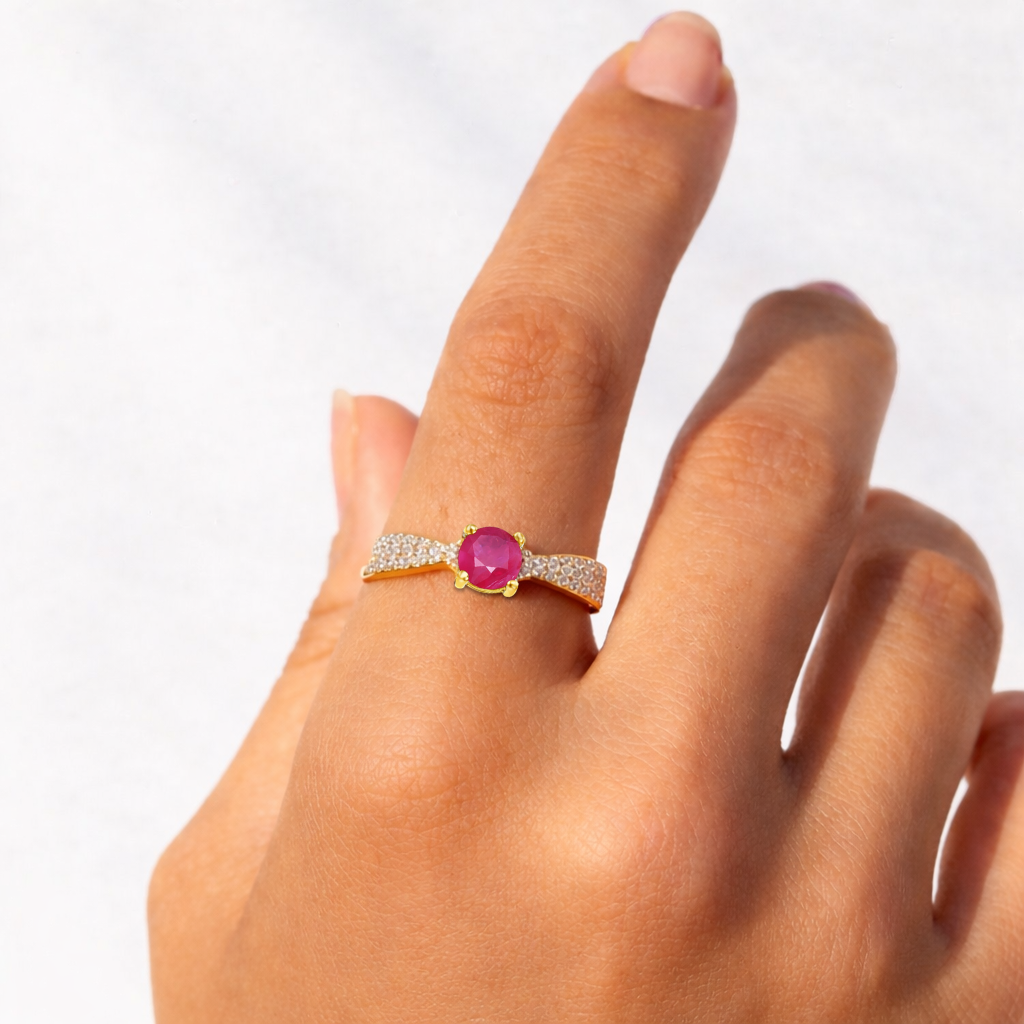 22k Gold Vermeil Ruby Solitiare Engagement Ring Fine Color Jewels