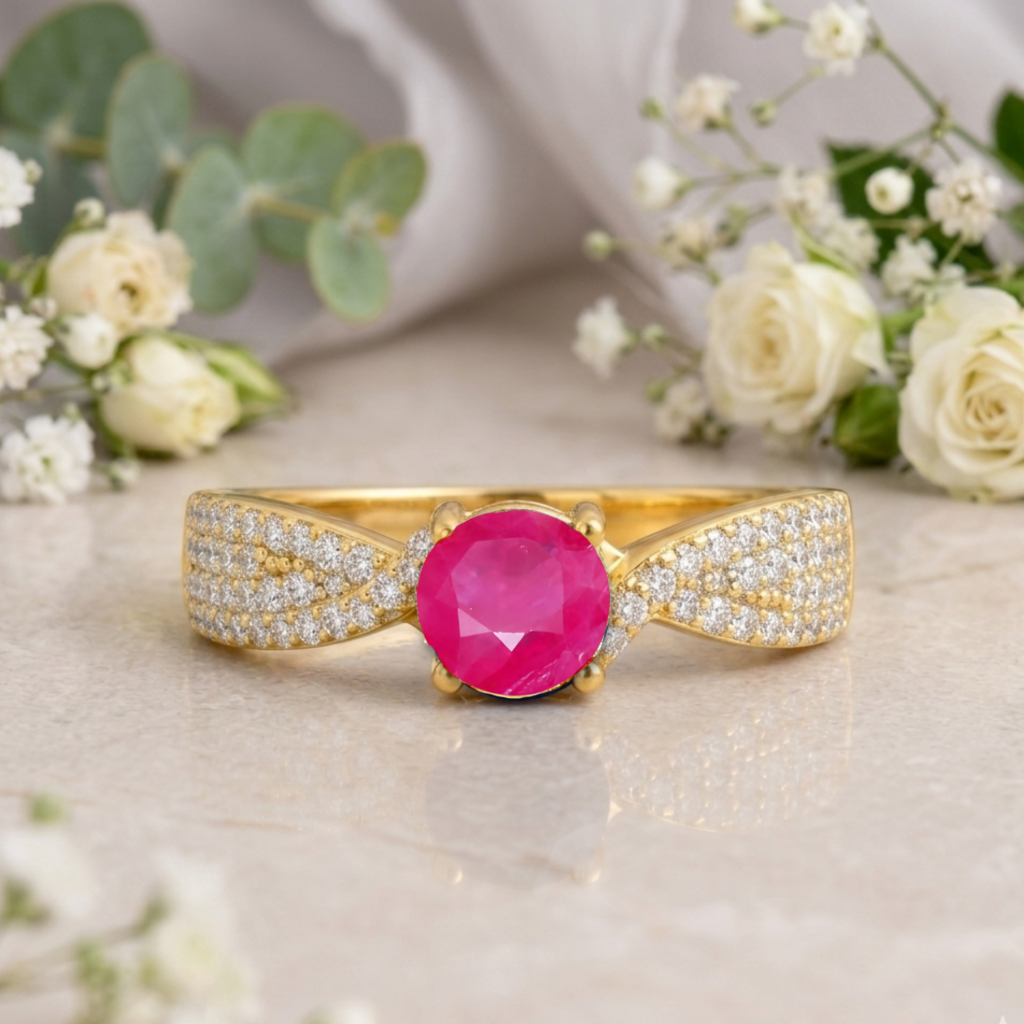 22k Gold Vermeil Ruby Solitiare Engagement Ring Fine Color Jewels
