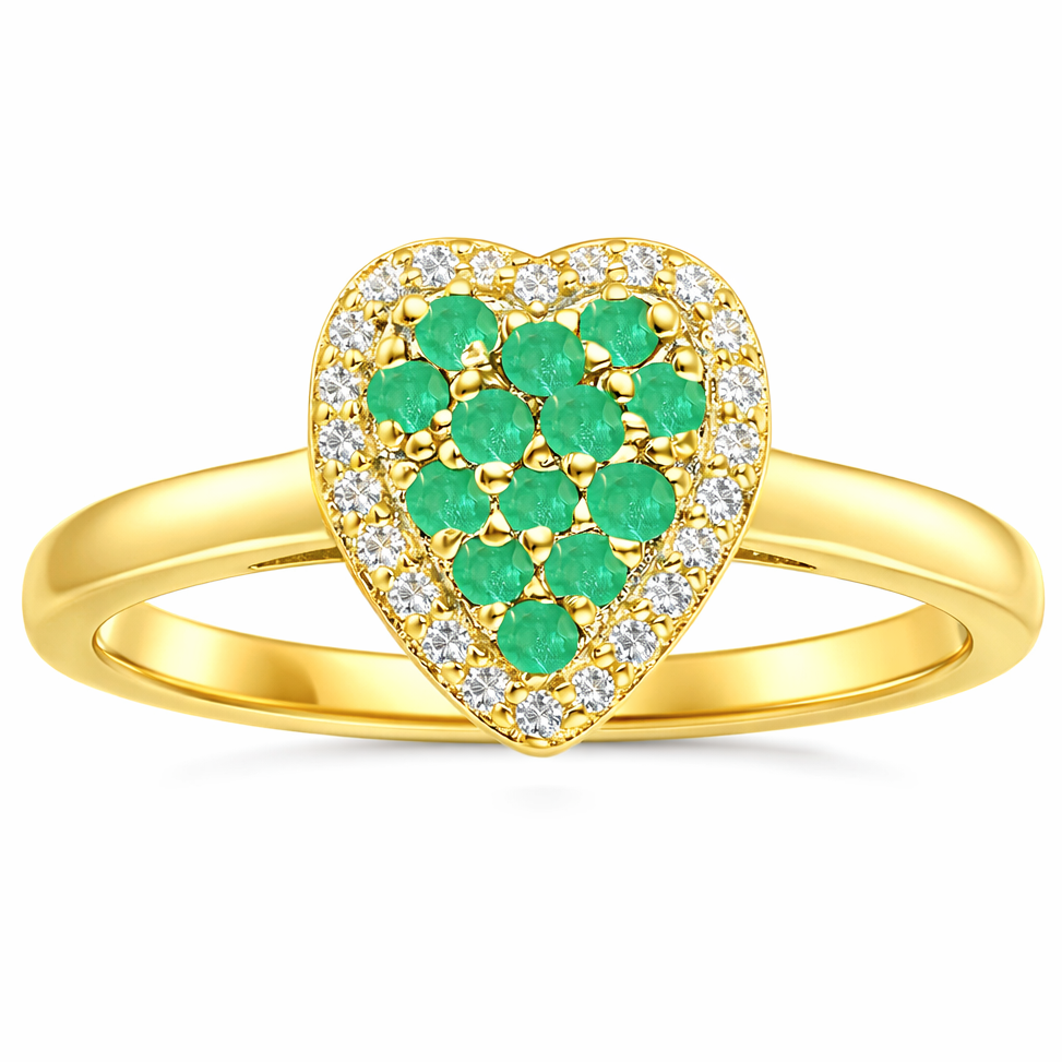 22k Gold Vermeil Emerald Fashion Heart Ring