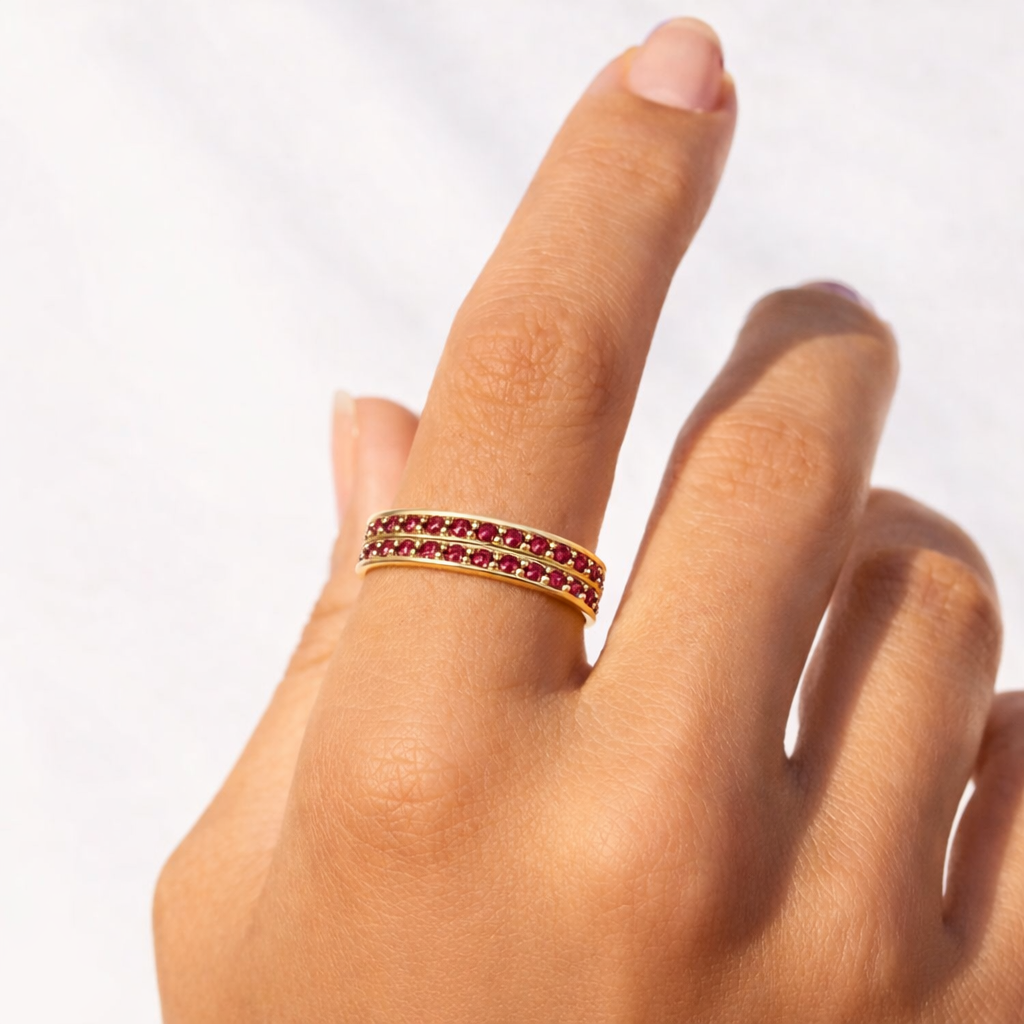 22k Gold Vermeil Ruby Dual Eternity Ring Fine Color Jewels
