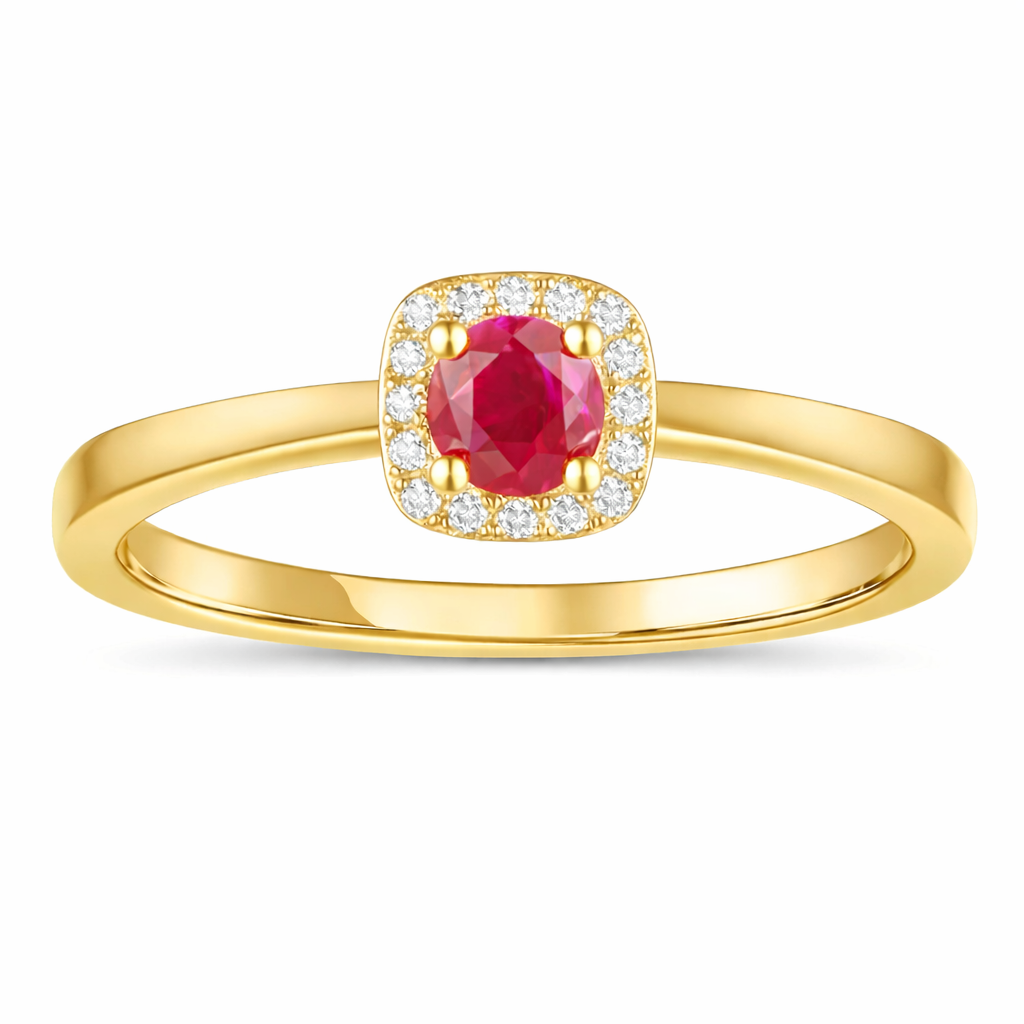 22k Gold Vermeil Ruby Halo Ring