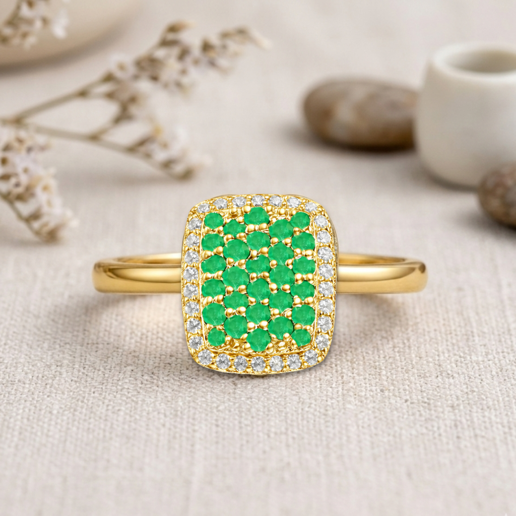 22k Gold Vermeil Emerald Statement Ring