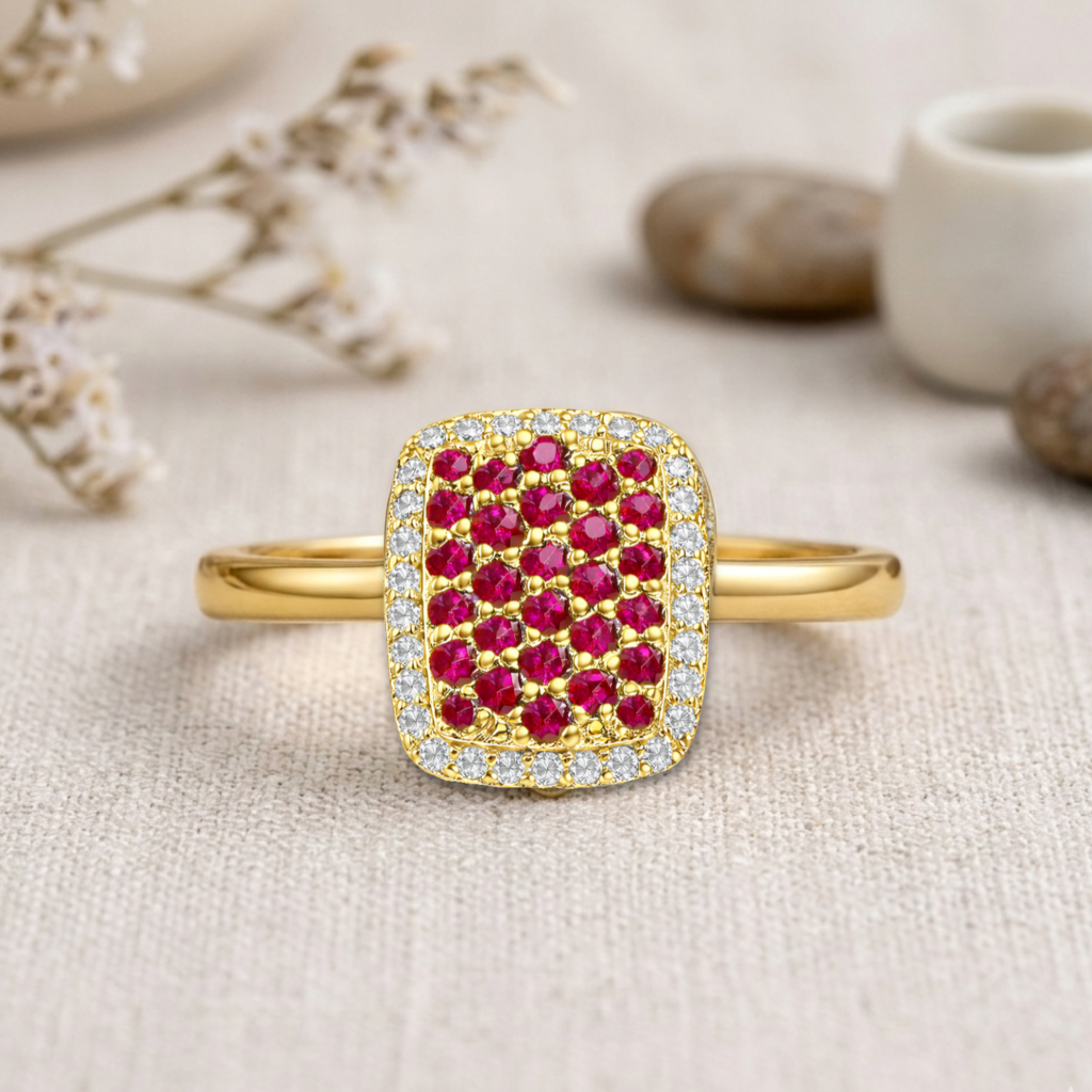 22k Gold Vermeil Ruby Statement Ring