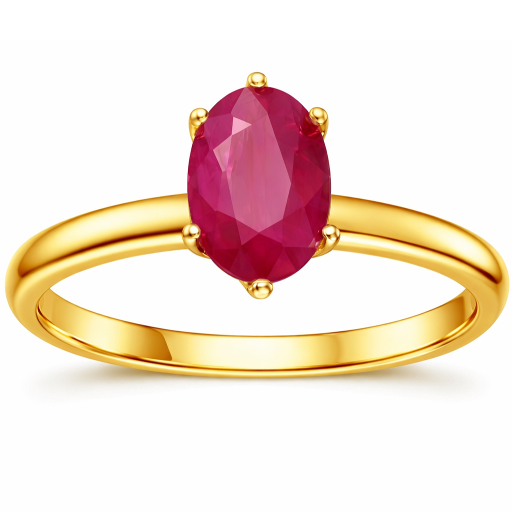 22k Gold Vermeil Genuine Ruby Solitaire Ring