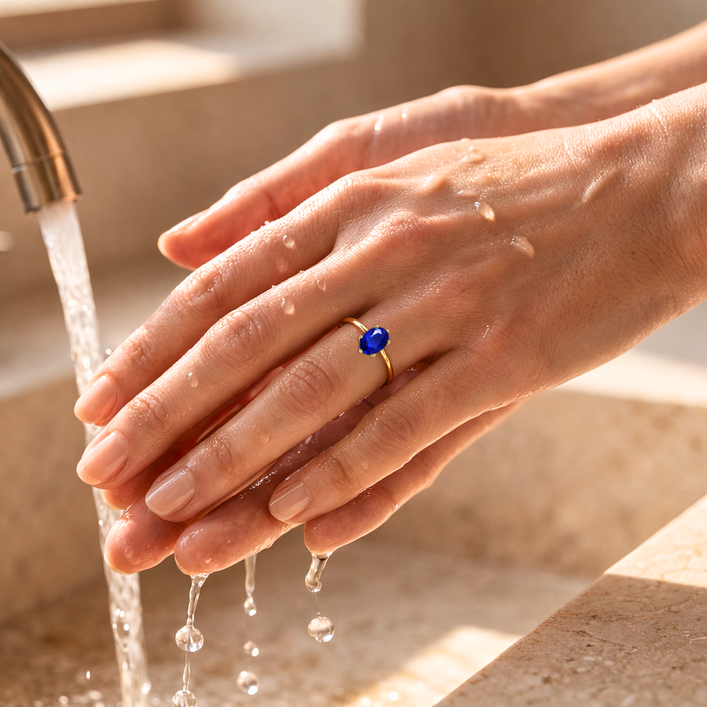 22k Gold Vermeil Blue Sapphire Solitaire Ring